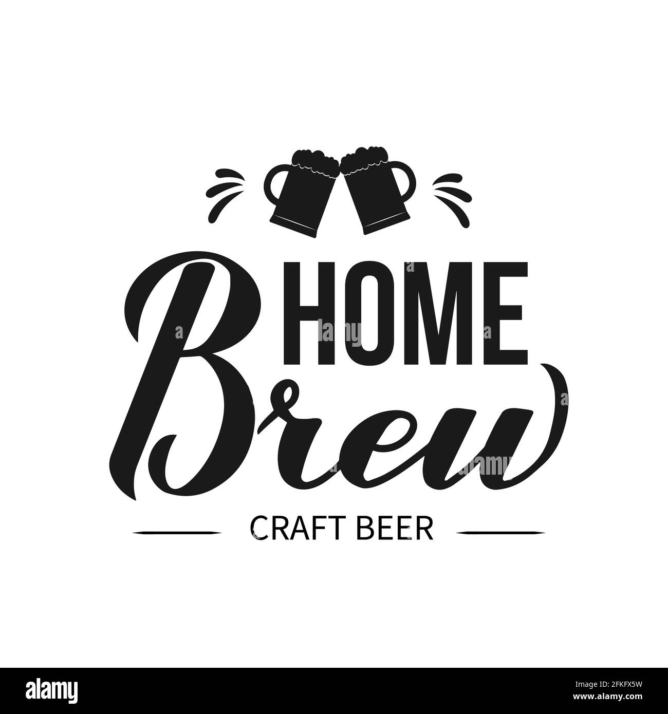 Home Brew calligrafia mano scritta isolato su sfondo bianco. Modello vettoriale facile da modificare per il design del logo di bar, pub, aziende producie, banner, pos Illustrazione Vettoriale