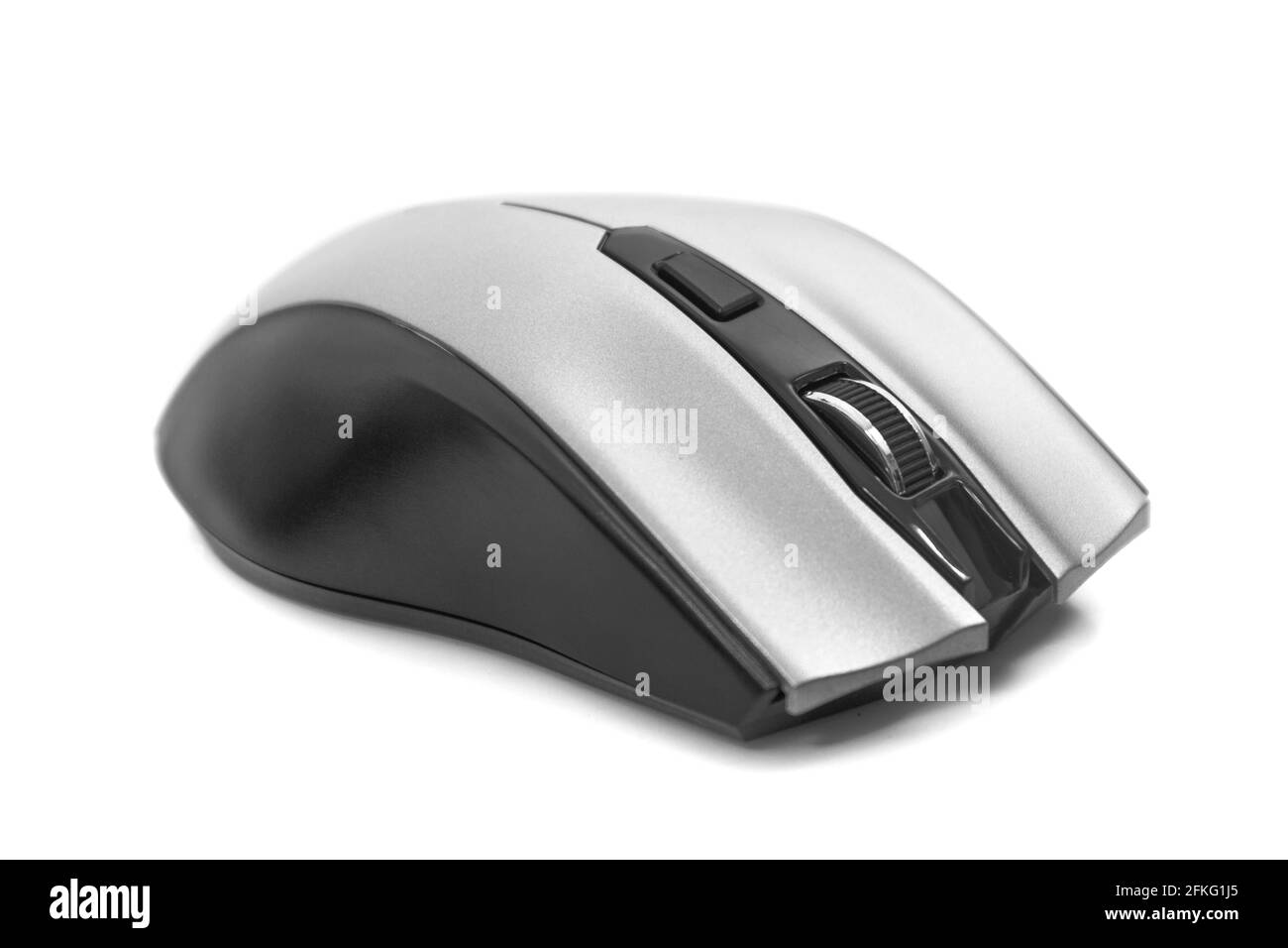 Mouse con rotellina di scorrimento del computer isolato su sfondo bianco. Foto Stock