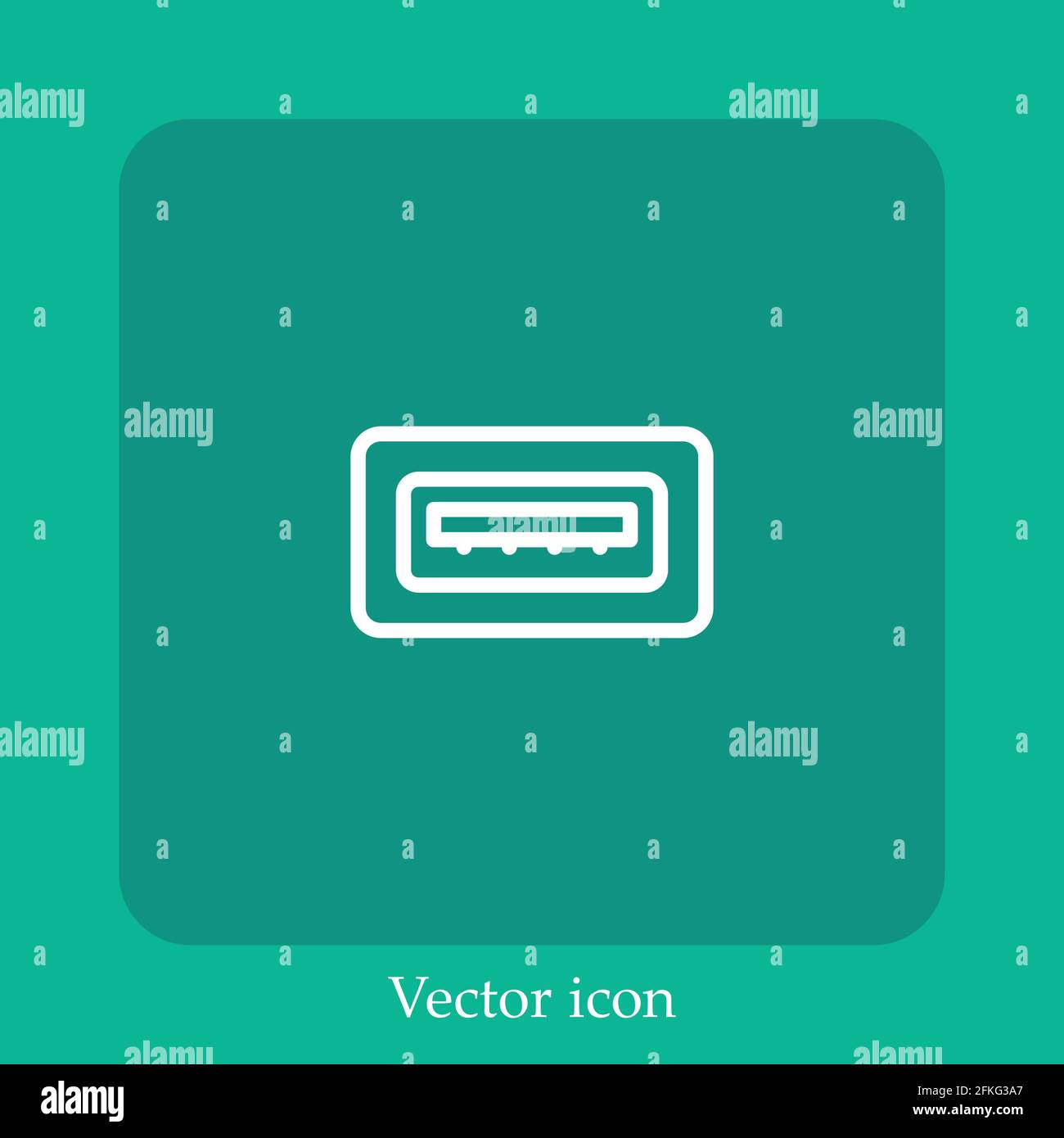 Icona vettore porta usb lineare.linea con tratto modificabile Illustrazione Vettoriale