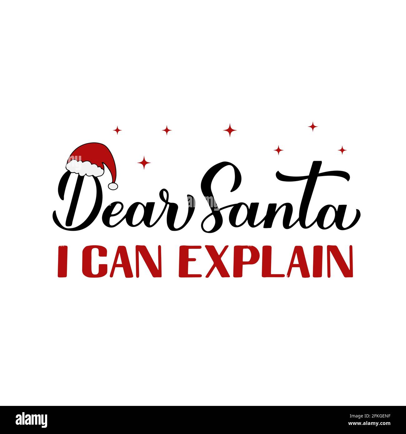 Caro Santa posso spiegare calligraphy che latta della mano. Divertente citazione di Natale. Modello vettoriale per biglietti d'auguri, poster tipografico, banner, volantino, bastone Illustrazione Vettoriale
