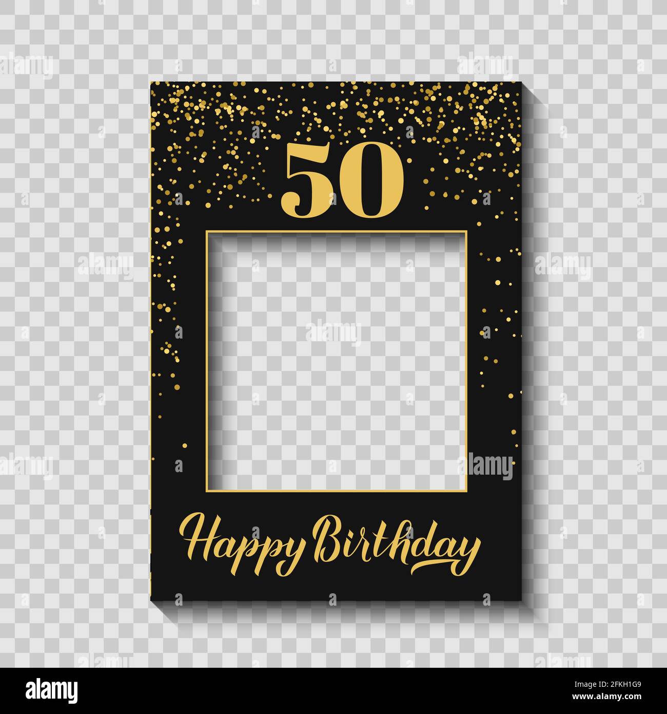 Happy 50th Birthday photo stand cornice su un appoggi trasparente. Festa di compleanno  photobooth props. Decorazioni con festa in confetti nero e oro. Vettore t  Immagine e Vettoriale - Alamy