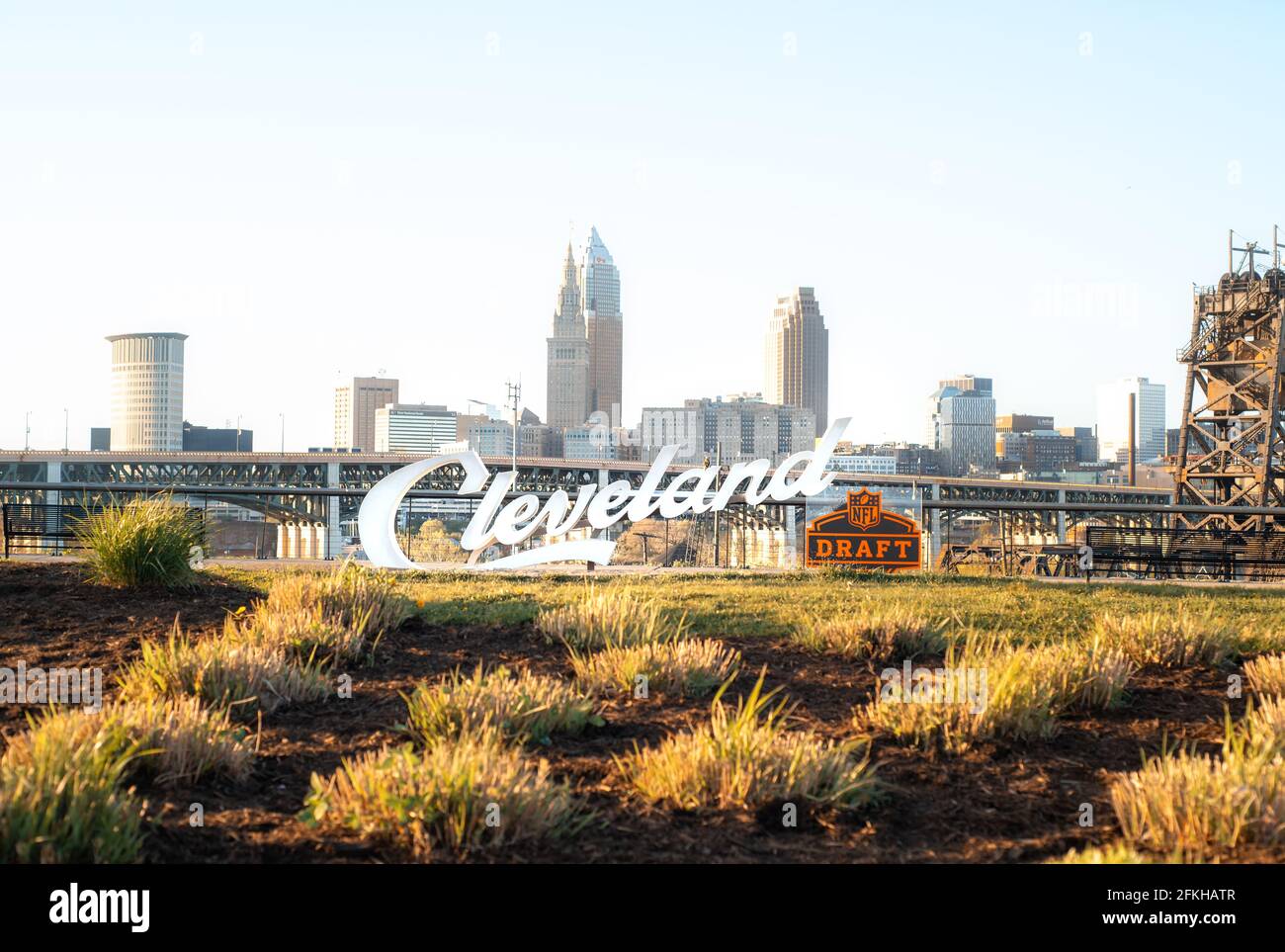 segno di script cleveland durante la bozza nfl Foto Stock