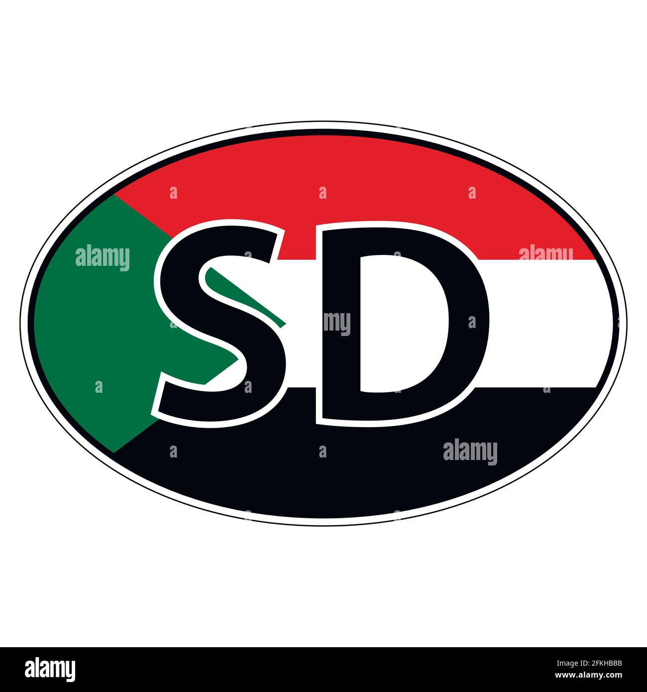 Adesivo su auto, bandiera Repubblica Sudan Illustrazione Vettoriale