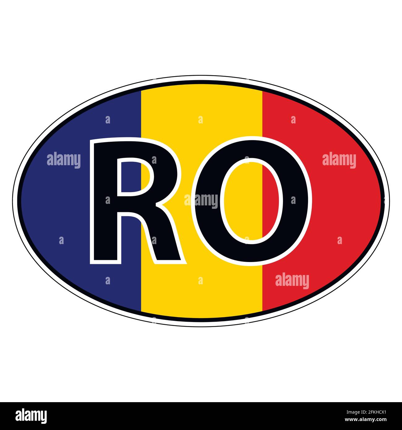 Adesivo su auto, bandiera Romania, Romania, Roumania Illustrazione Vettoriale