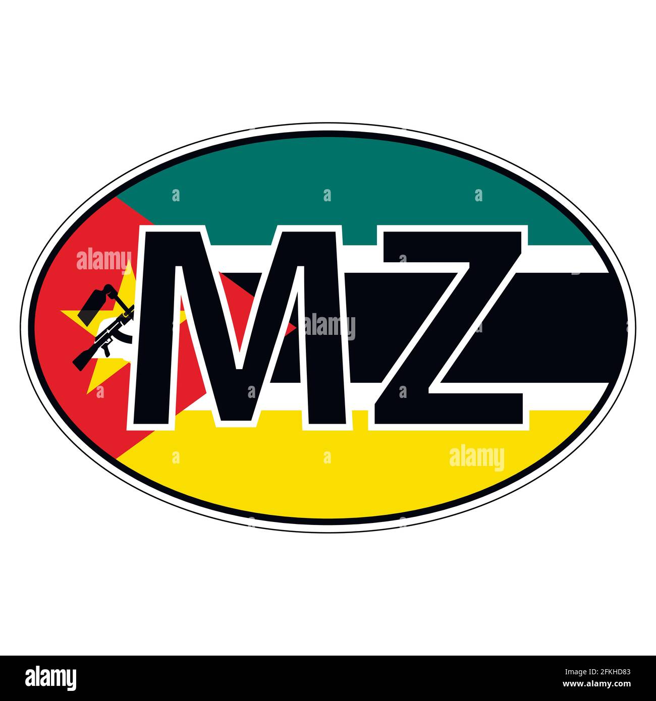 Adesivo su auto, bandiera Repubblica Mozambico Illustrazione Vettoriale