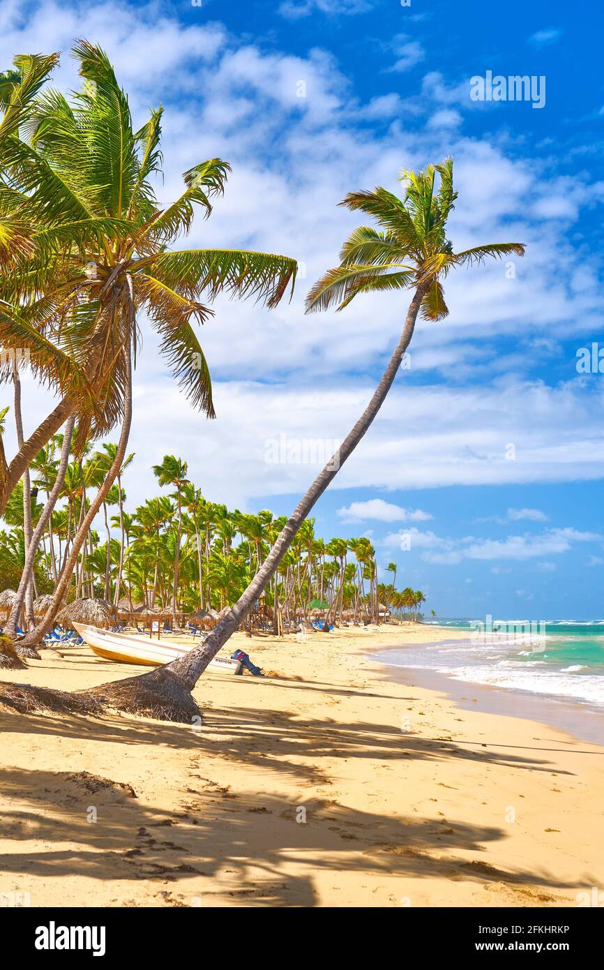 Spiaggia di Punta Cana, Repubblica Dominicana, dei Caraibi Foto Stock