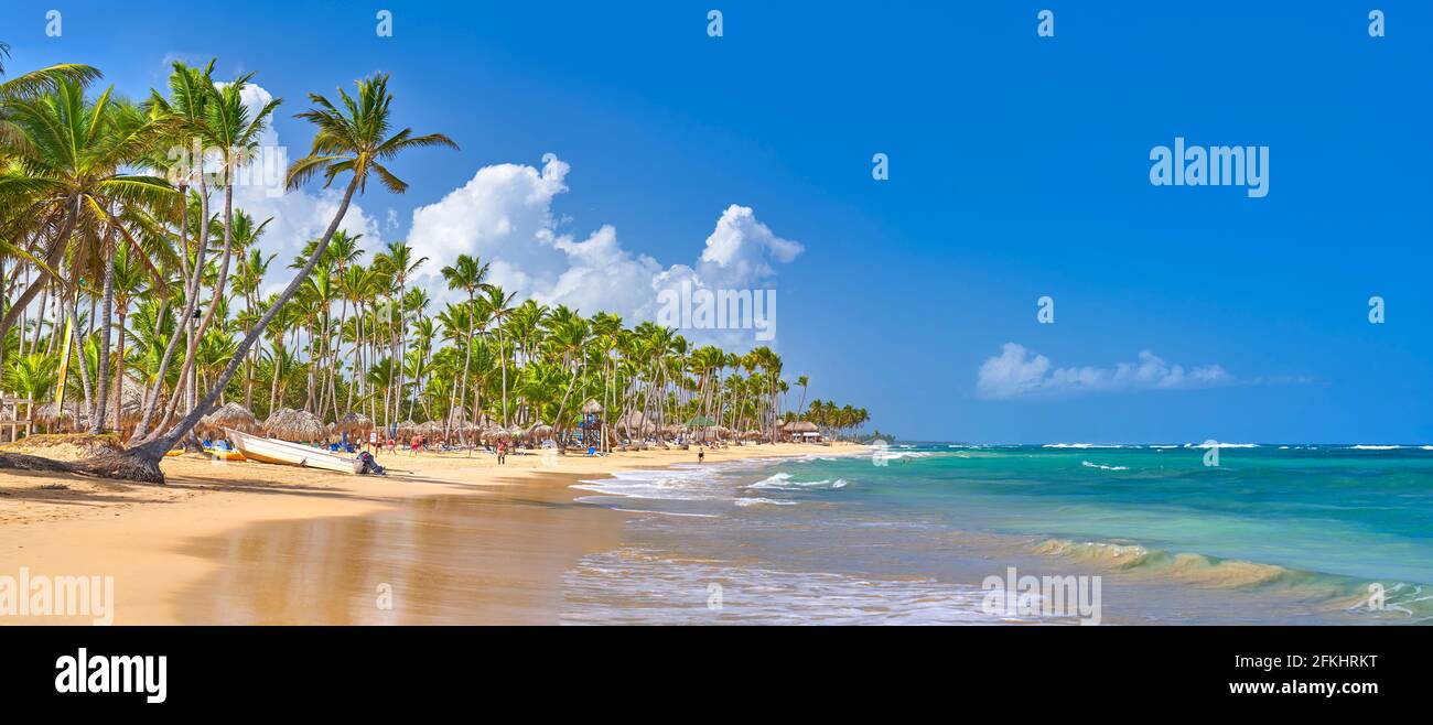 Spiaggia di Punta Cana, Repubblica Dominicana, dei Caraibi Foto Stock