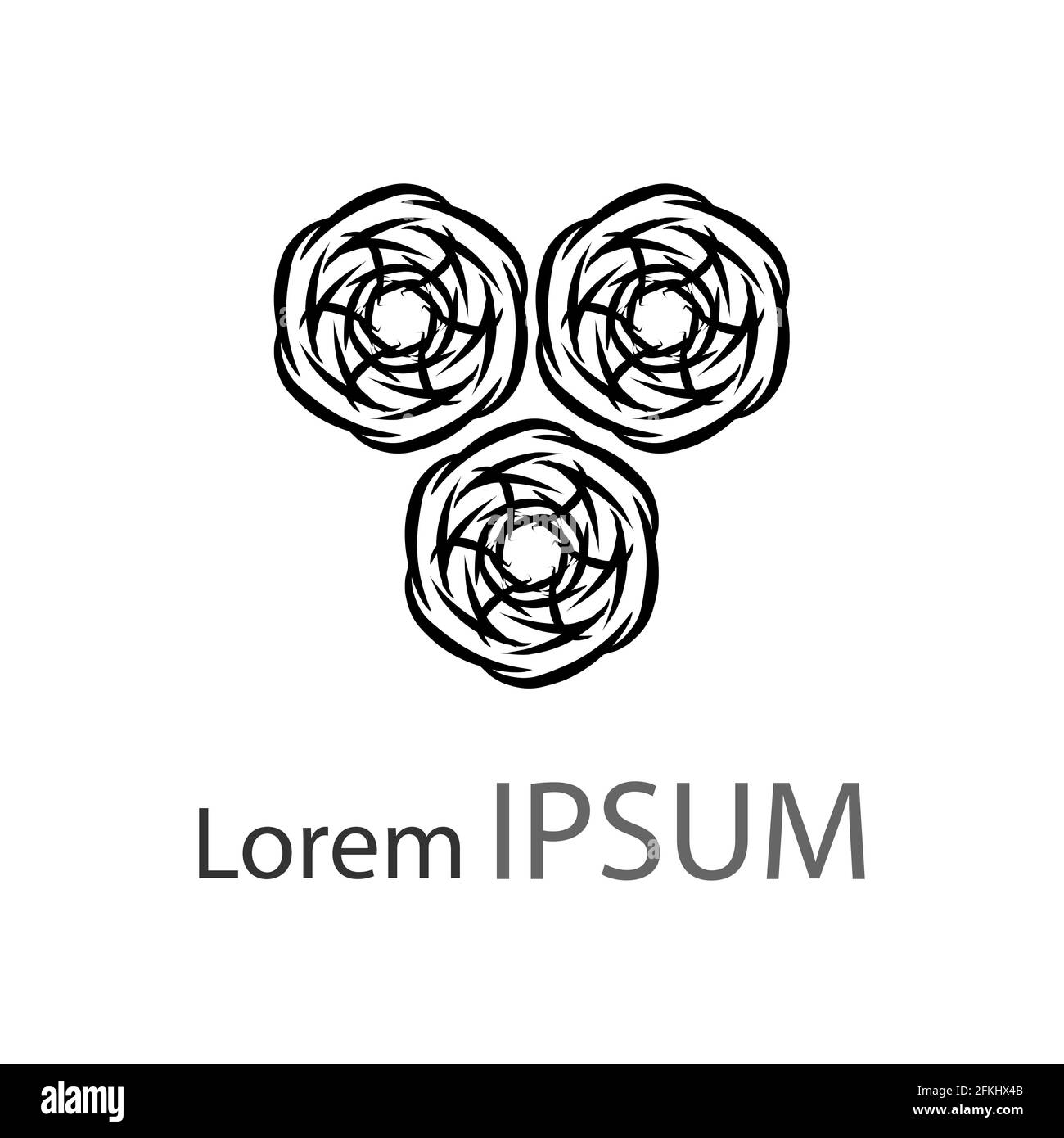 Esclusivo logo a tre oggetti a spirale isolato su bianco Illustrazione Vettoriale