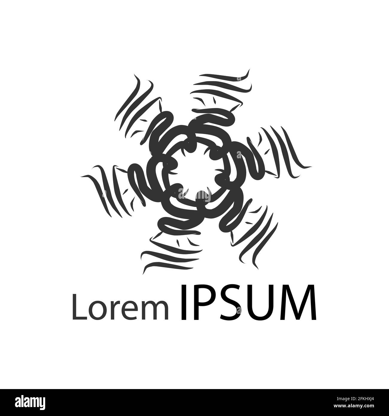 Logo moderno a spirale nera isolato su logo bianco minimalista Illustrazione Vettoriale