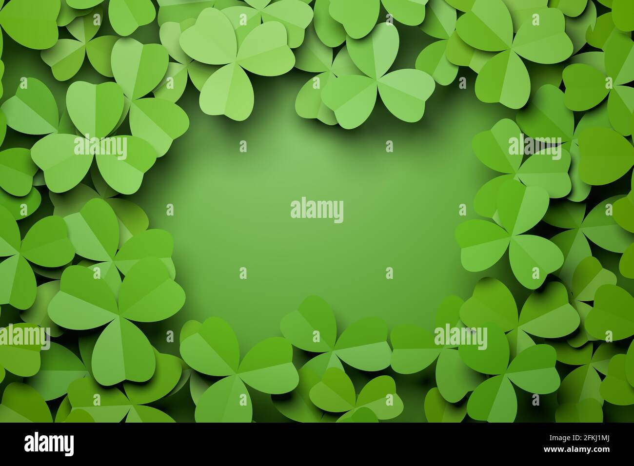 Sfondo a cloverleaf con un'area vuota per il proprio testo al centro. Concetto di Primavera o St. Patrick's Days. Foto Stock