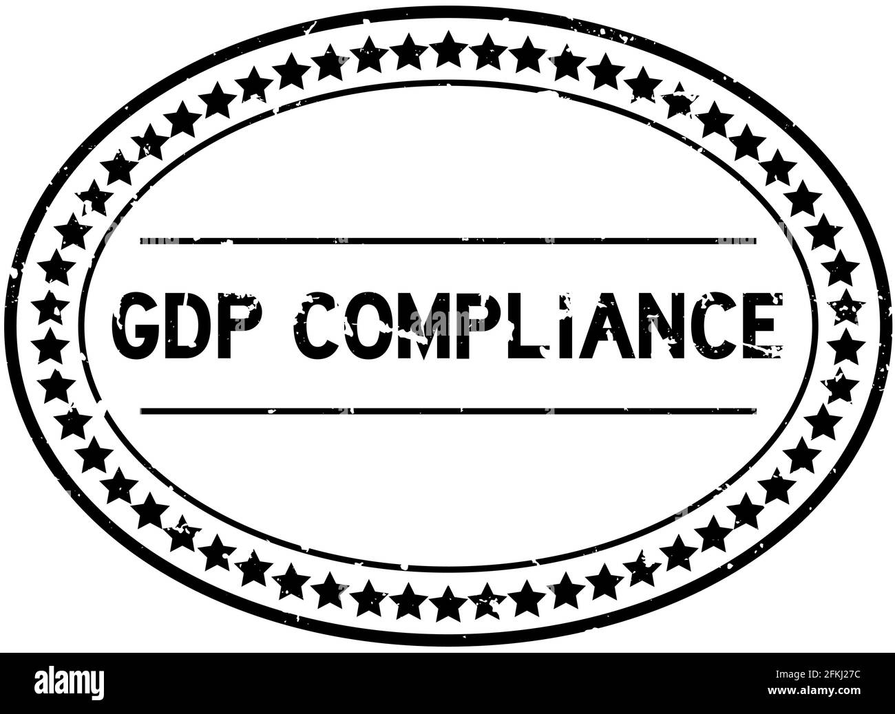 Grunge nero PIL (abbreviazione di buona pratica di distribuzione) dicitura di conformità sigillo ovale in gomma su sfondo bianco Illustrazione Vettoriale
