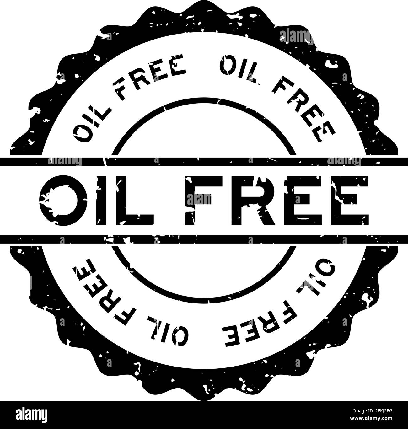 Grunge parola nera senza olio, guarnizione in gomma rotonda, stampigliata su sfondo bianco Illustrazione Vettoriale