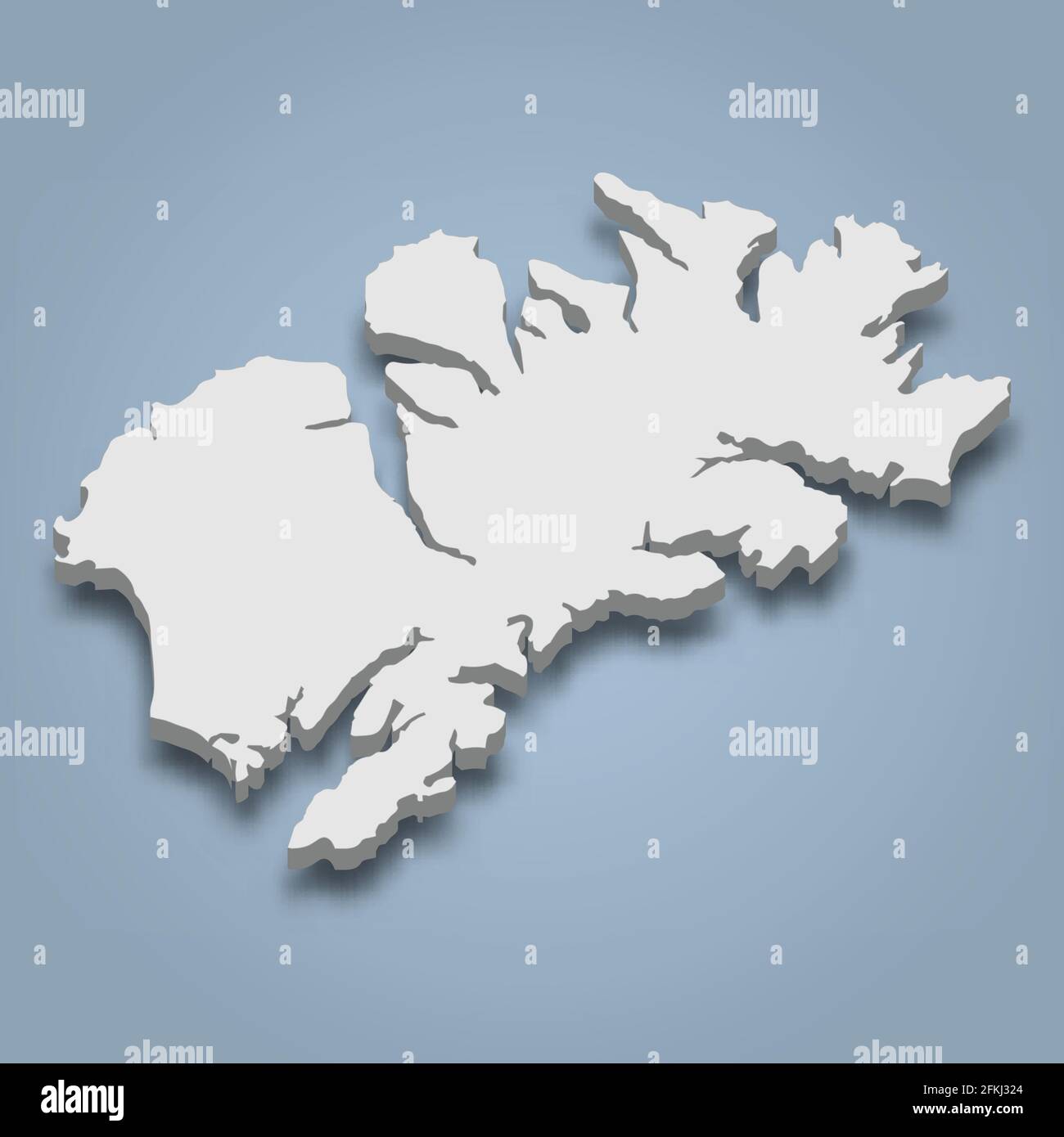 la mappa isometrica 3d di Kodiak è un'isola in Alaska, illustrazione vettoriale isolata Illustrazione Vettoriale