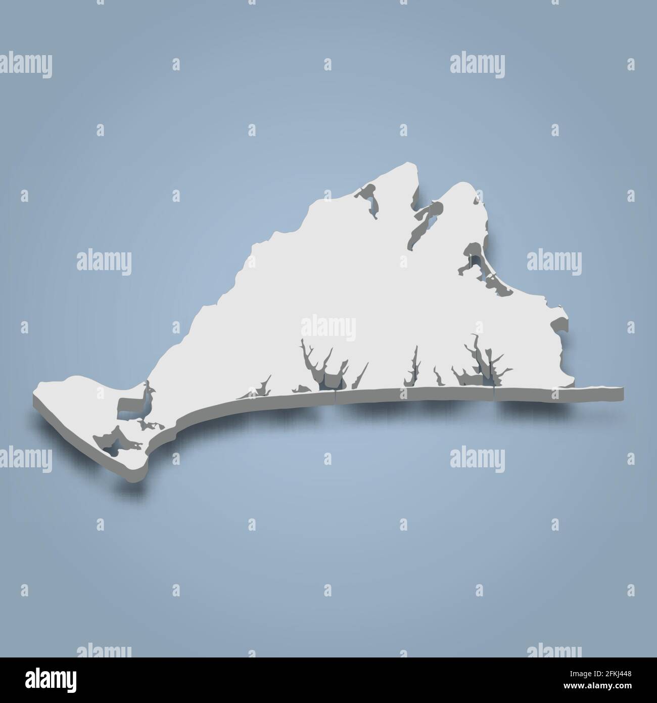 La mappa isometrica 3d del vigneto di Martha's è un'isola del Massachusetts, un'illustrazione vettoriale isolata Illustrazione Vettoriale