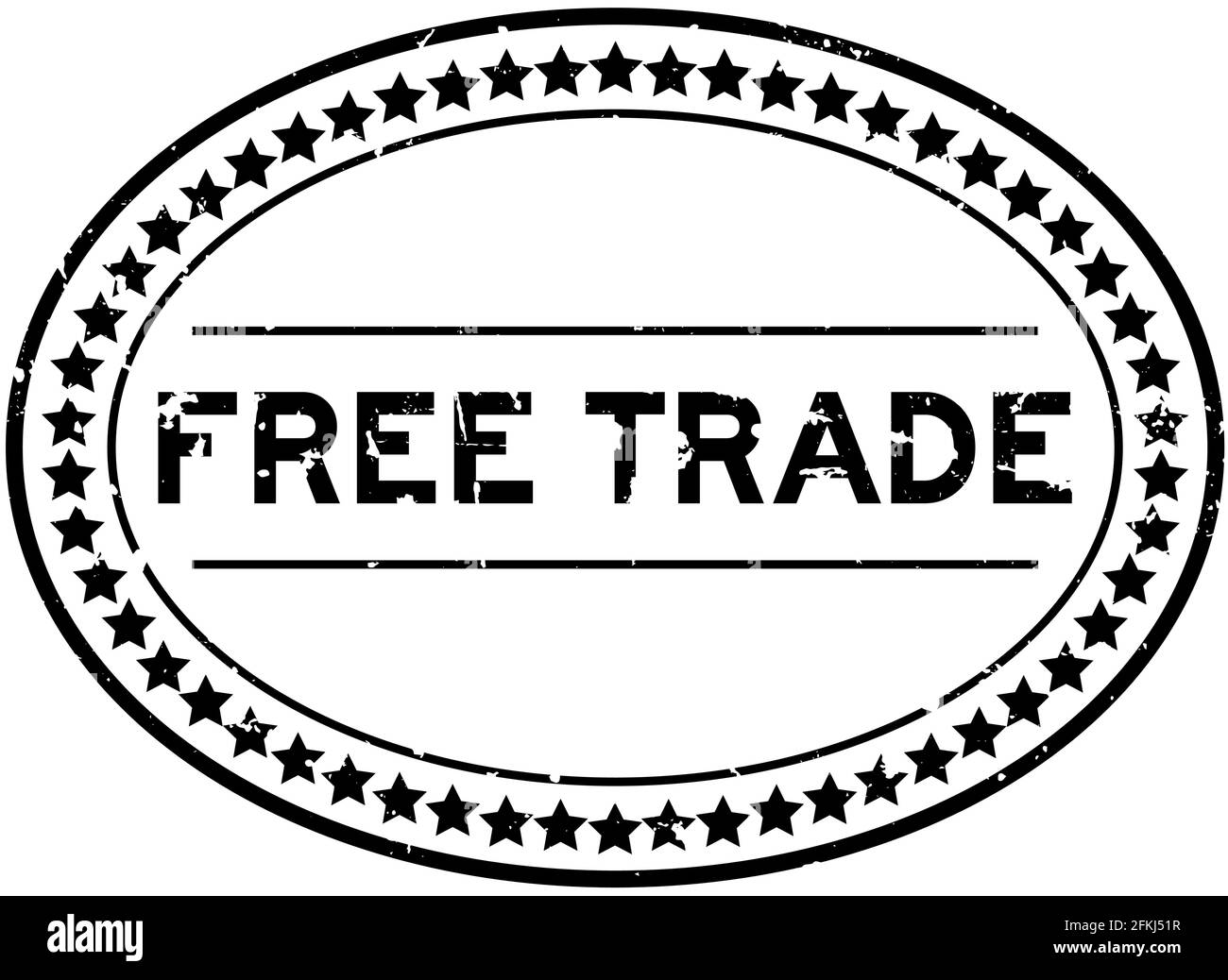 Grunge nero libero parola commerciale ovale guarnizione di gomma stampigliata su sfondo bianco Illustrazione Vettoriale