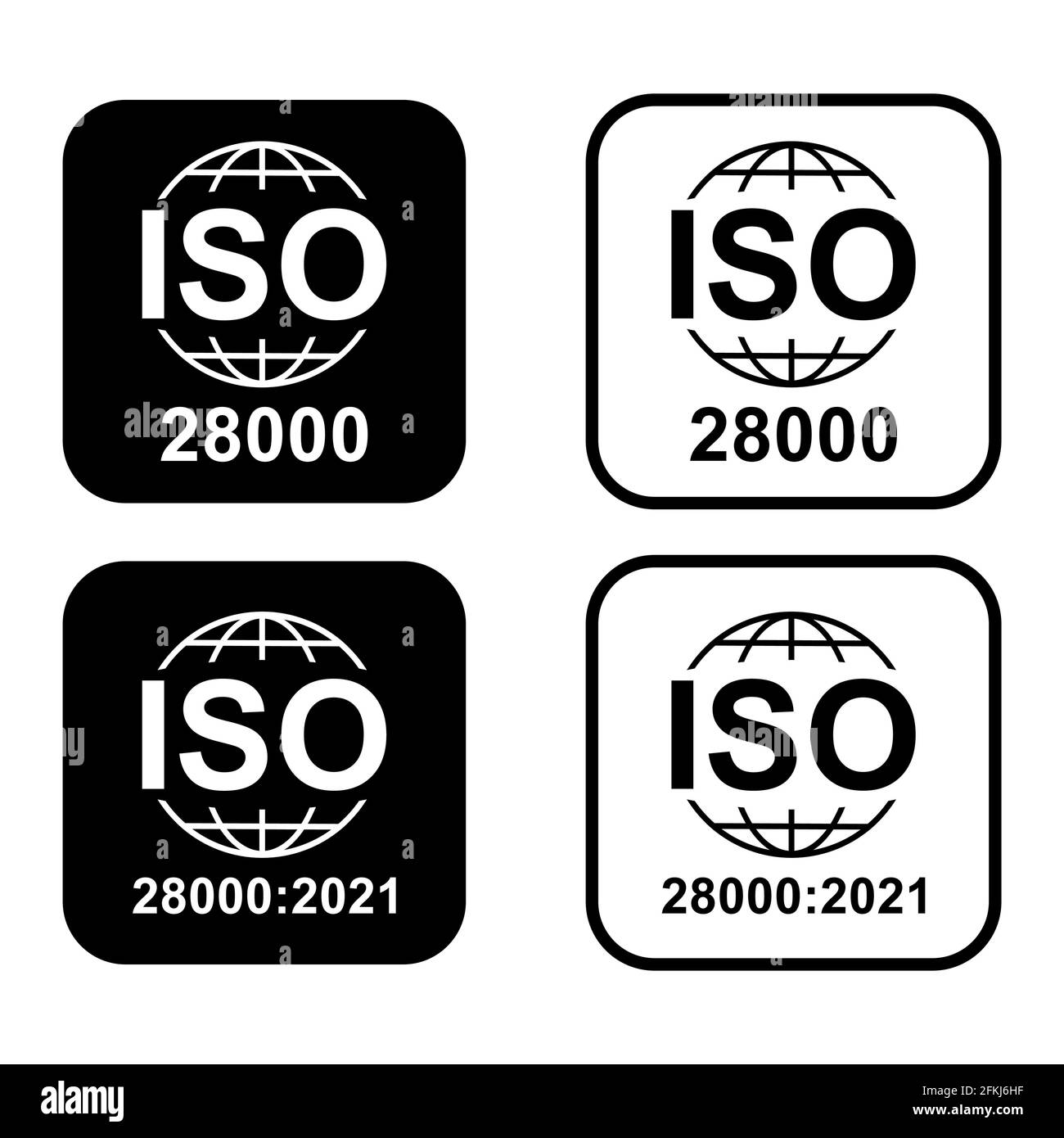 Set di icone ISO 28000. Sistemi di gestione della sicurezza. Simbolo di qualità standard. Segno del pulsante vettore isolato su sfondo bianco . Illustrazione Vettoriale Set di icone ISO 28000. Sistemi di gestione della sicurezza. Simbolo di qualità standard. Segno del pulsante vettore isolato su sfondo bianco . Illustrazione Vettoriale