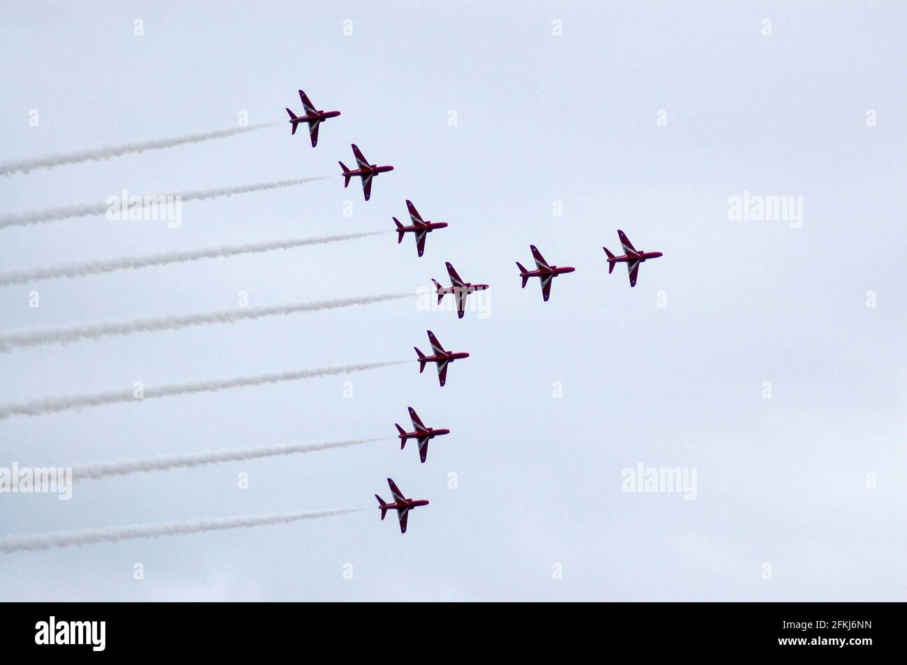 Le frecce rosse mostrano la squadra che vola all'Air show Jersey Foto Stock