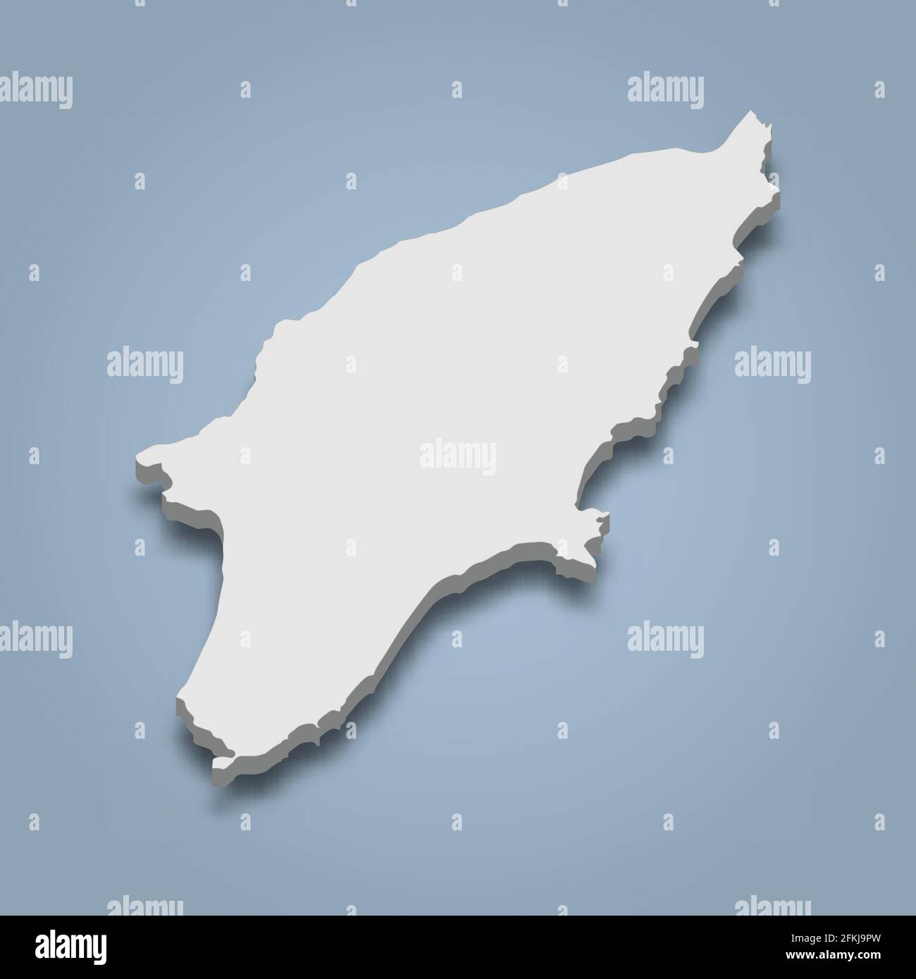 la mappa isometrica 3d di Rodi è un'isola dell'arcipelago del Dodecaneso, in Grecia, con un'illustrazione vettoriale isolata Illustrazione Vettoriale