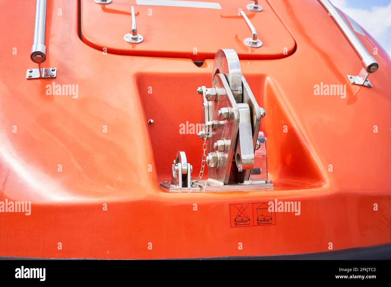 Unità di rilascio per pittori sgancio automatico gancio completamente chiuso Lifeboat Foto Stock