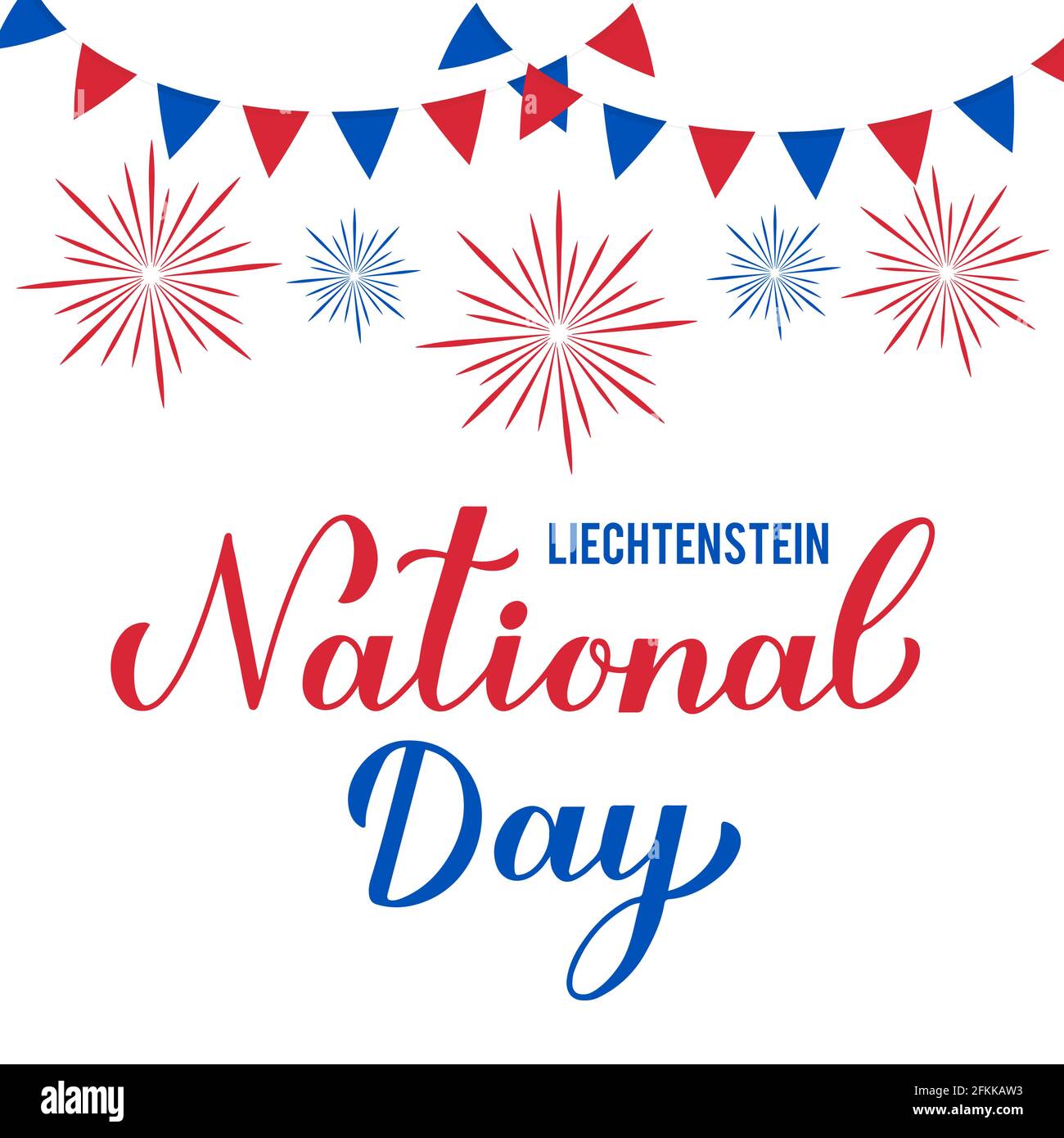 Liechtenstein National Day calligraphy scritta a mano. Poster tipografico del Liechtenstein Independence Day. Modello vettoriale per striscioni, volantini, adesivi, g Illustrazione Vettoriale