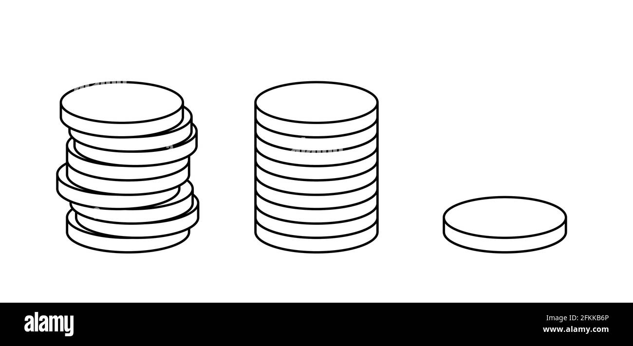 Set di icone Gold Coin Money o Cryptocurrency Token. Immagine vettoriale. Illustrazione Vettoriale