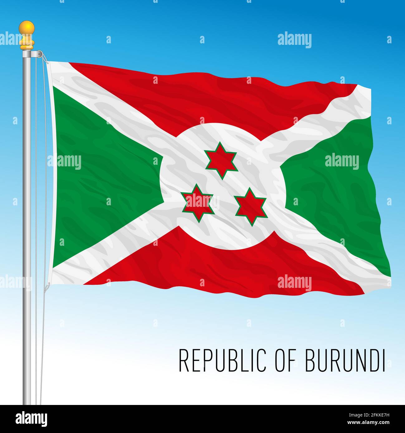 Burundi ufficiale bandiera nazionale, paese africano, illustrazione vettoriale Illustrazione Vettoriale
