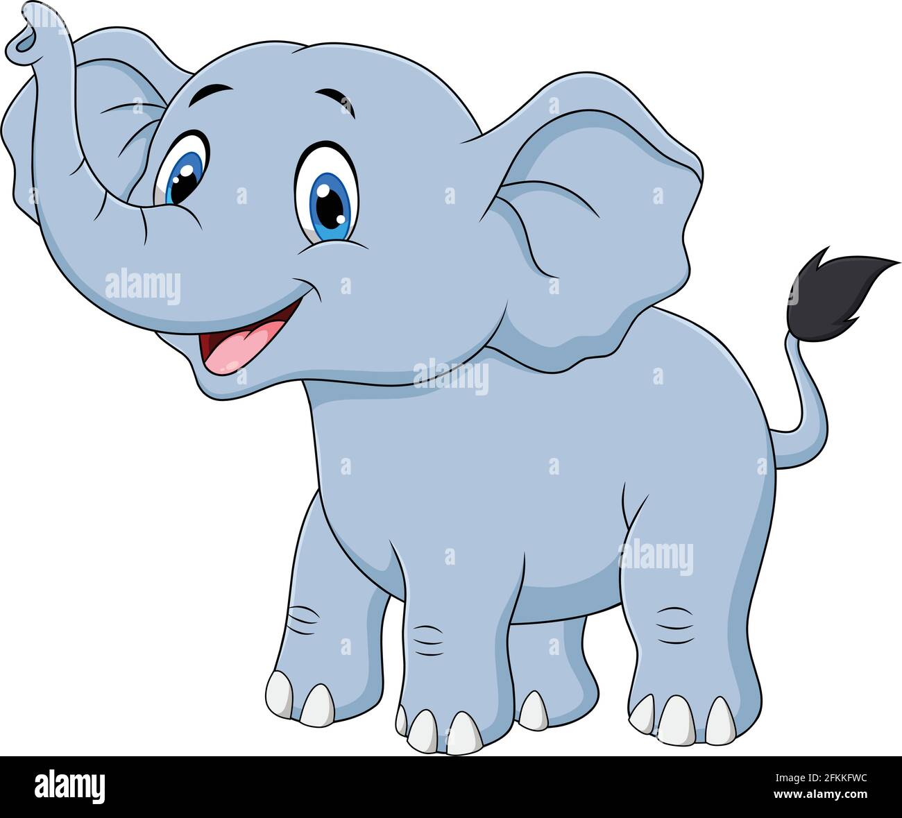 Carino elefante animale cartoon illustrazione vettoriale Illustrazione Vettoriale