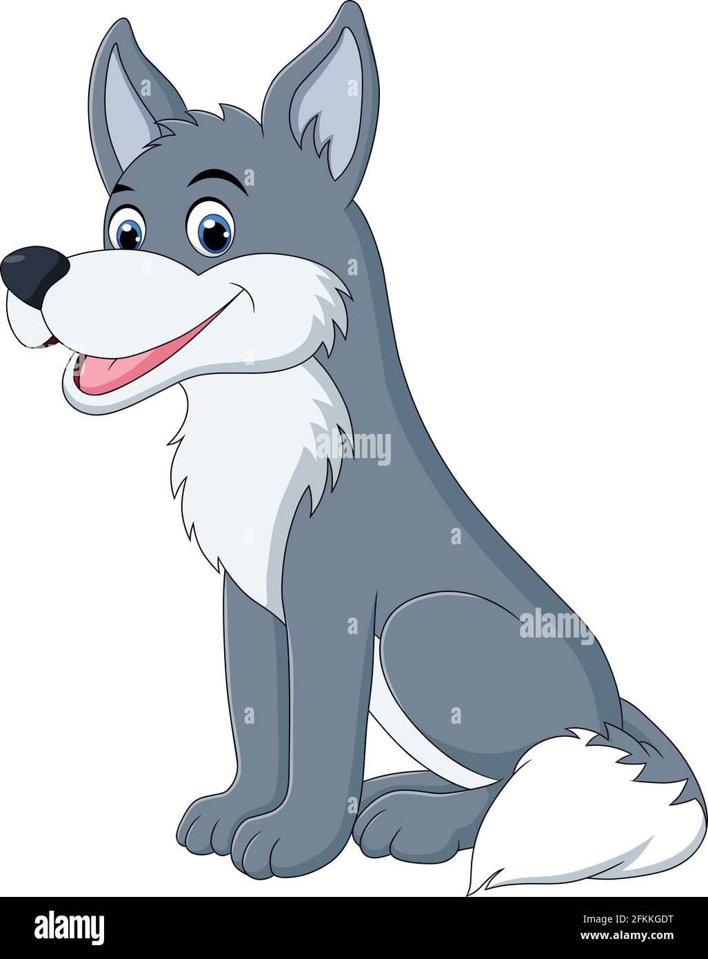 Cute Wolf animale cartoon illustrazione vettoriale Illustrazione Vettoriale
