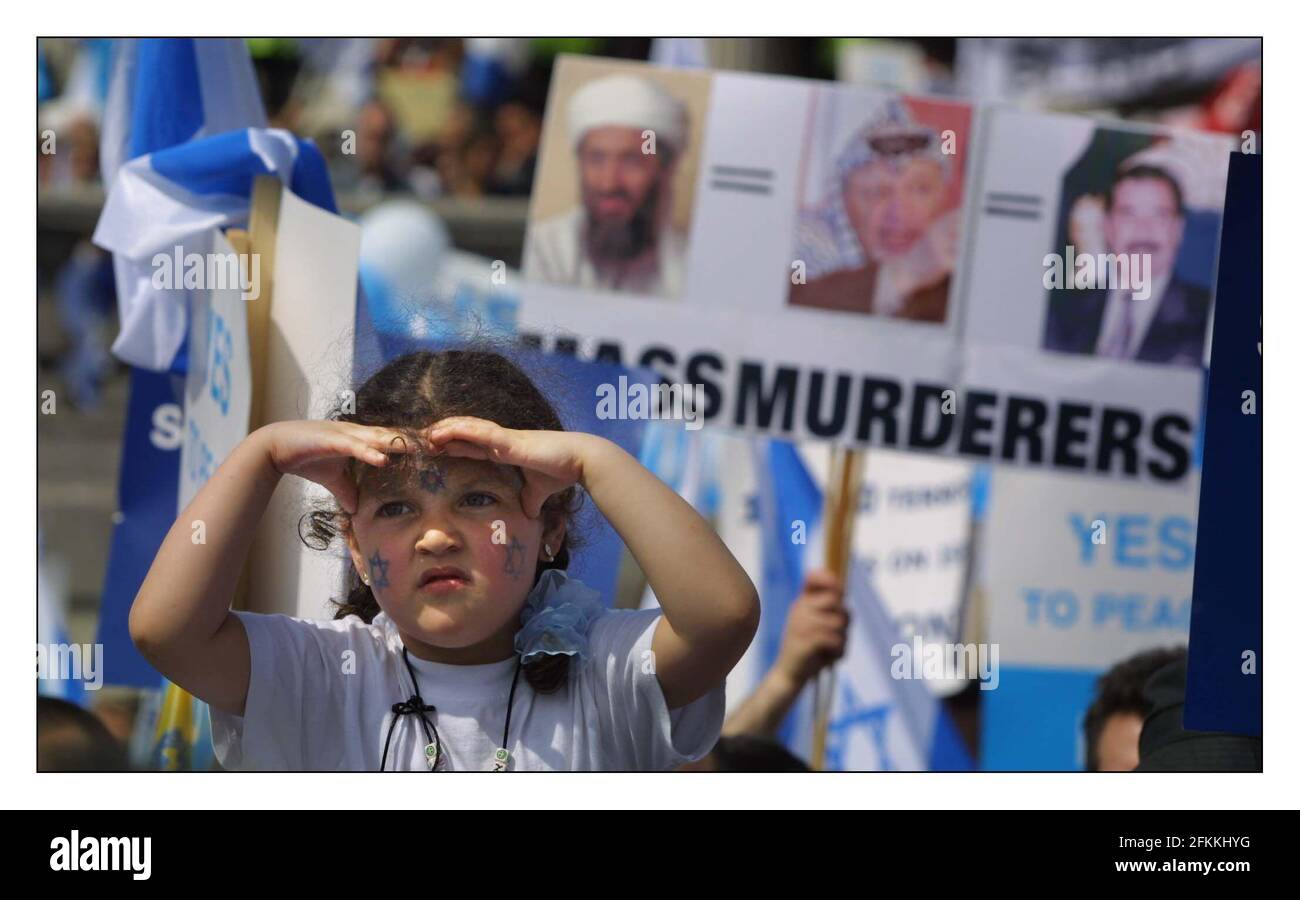 Pro Israel demo in Trafalgar sq pic David Sandison 6/5/2002 Foto Stock