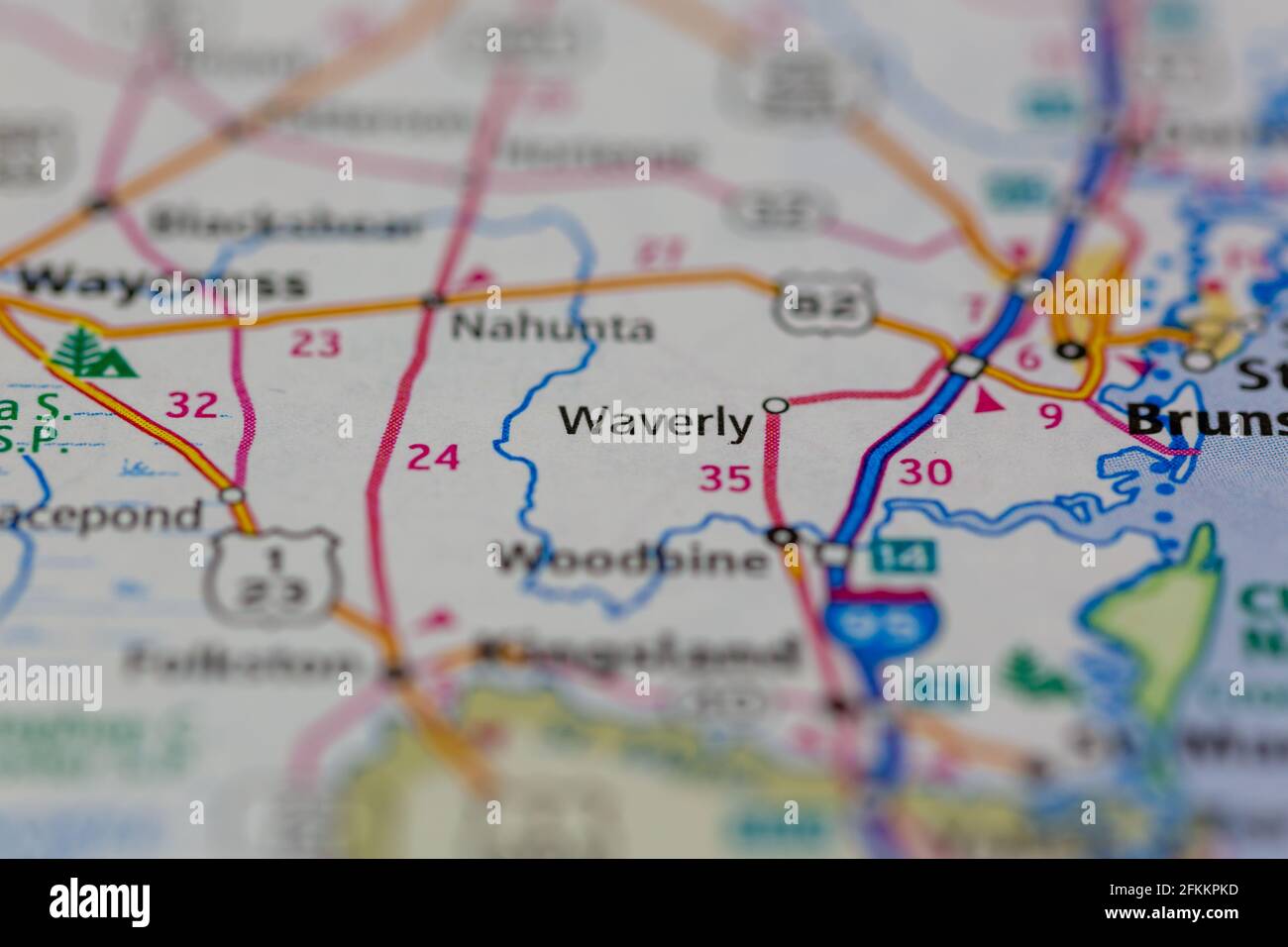 Waverly Georgia USA mostrato su una mappa geografica o su una strada mappa Foto Stock
