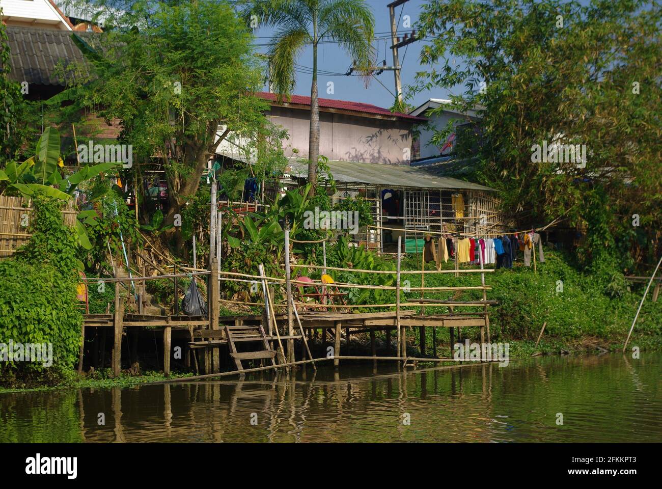 Pang River case, Chiang mai, Thailandia, Asia Foto Stock