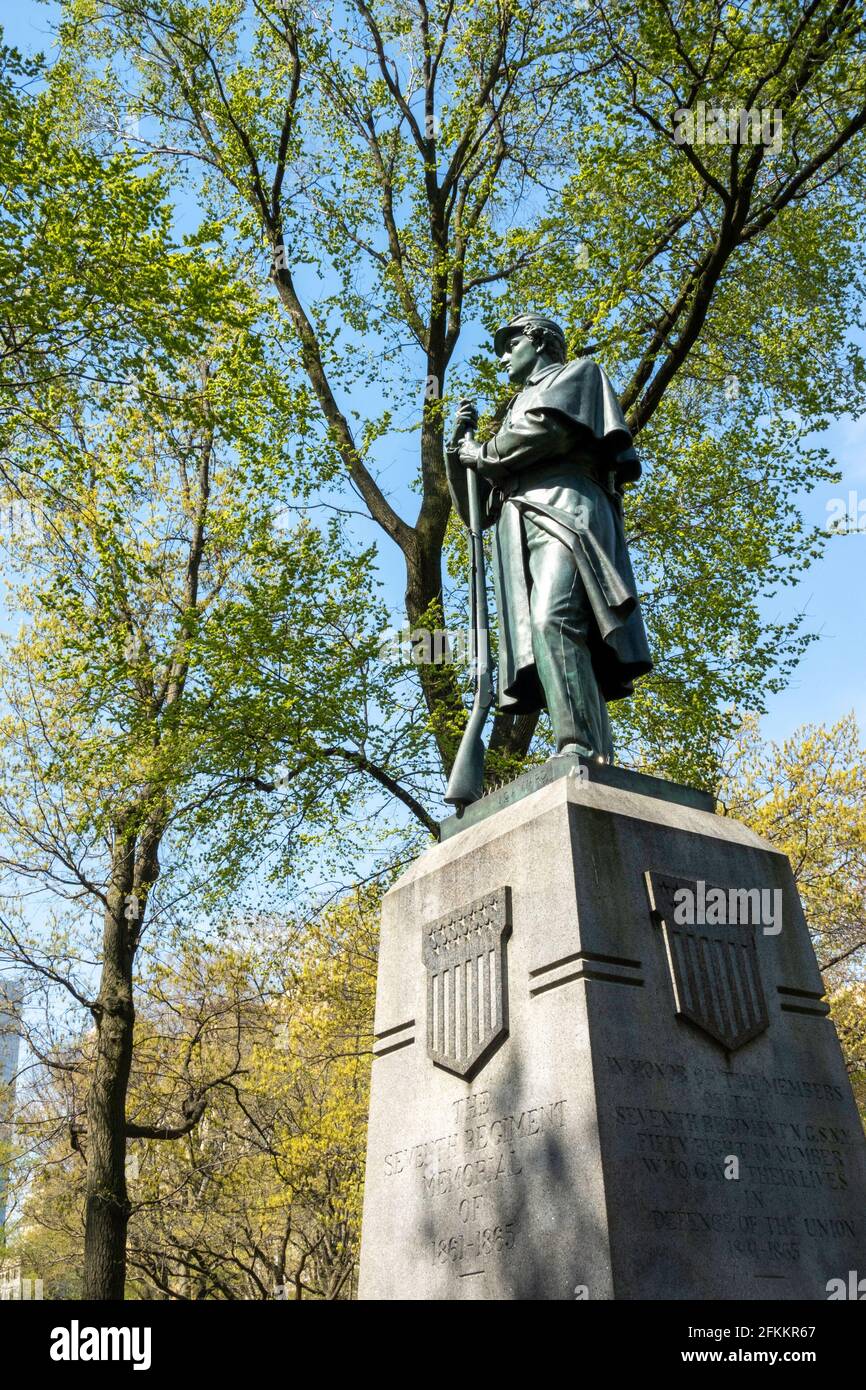 7° Reggimento, Memorial Union Army, guerra civile. Central Park, NYC Foto Stock