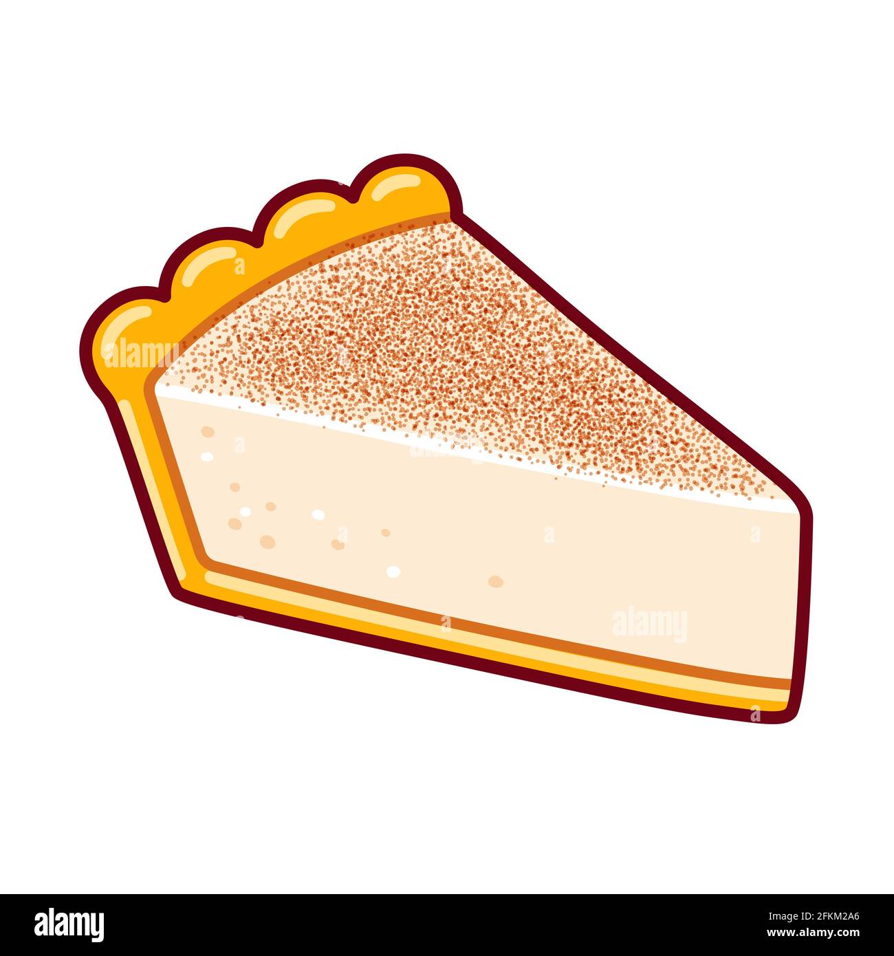 Melktert, tradizionale crostata di latte sudafricana. Dessert alla crema in crosta dolce. Disegno cartoon, illustrazione grafica vettoriale clip. Illustrazione Vettoriale