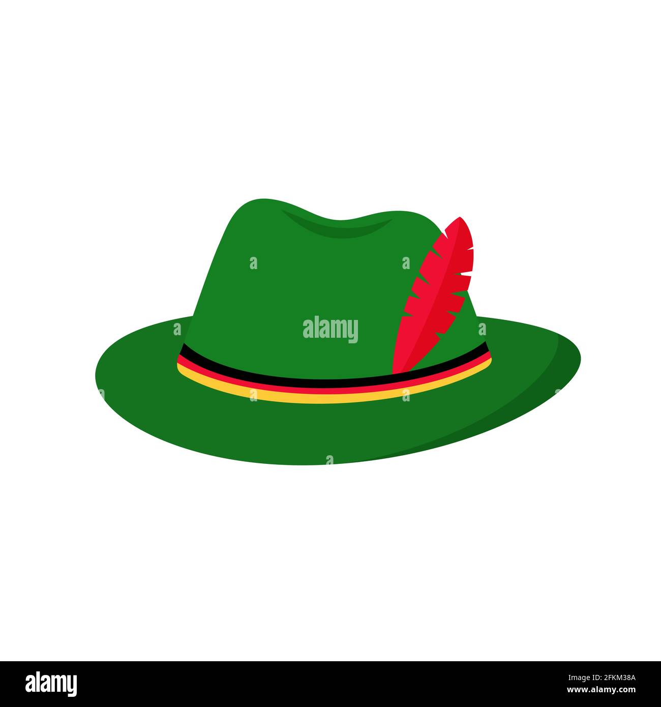 Cappello alpino verde bavarese isolato su bianco. Simbolo tradizionale  dell'Oktoberfest. Icona vettore piatto. Facile da modificare modello per il  tuo logo design, poster, ban Immagine e Vettoriale - Alamy