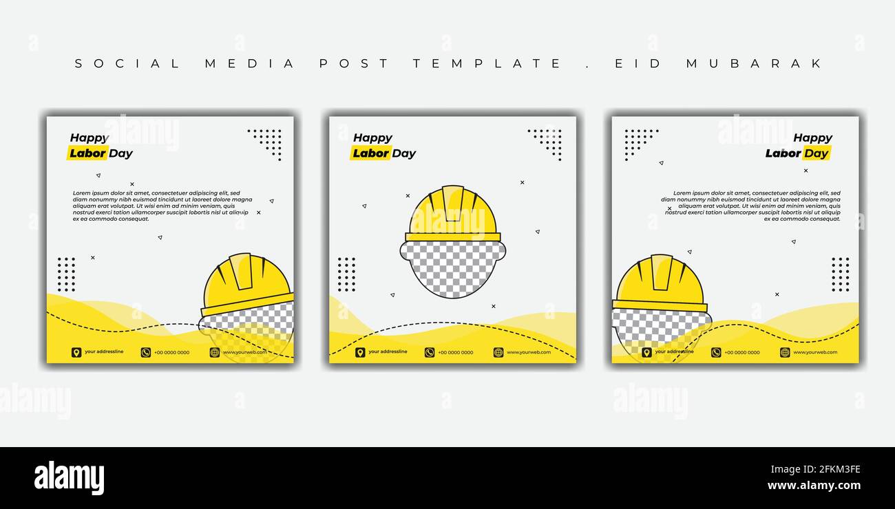 Buon lavoro giorno di progettazione con casco modello di progettazione. Set di Social media modello post. Buon modello per la progettazione Labor Day. Illustrazione Vettoriale