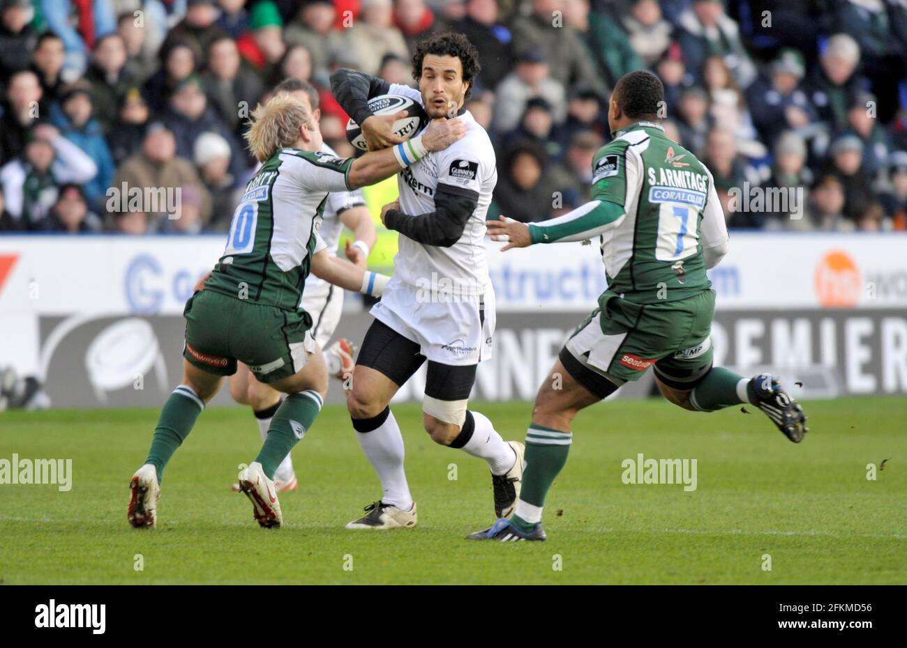 LONDON IRISH V NEWCASTLE SHANE GERAGHTY FERMA A TANE TUIPULOTO. 3/1/2008. IMMAGINE DAVID ASHDOWN Foto Stock