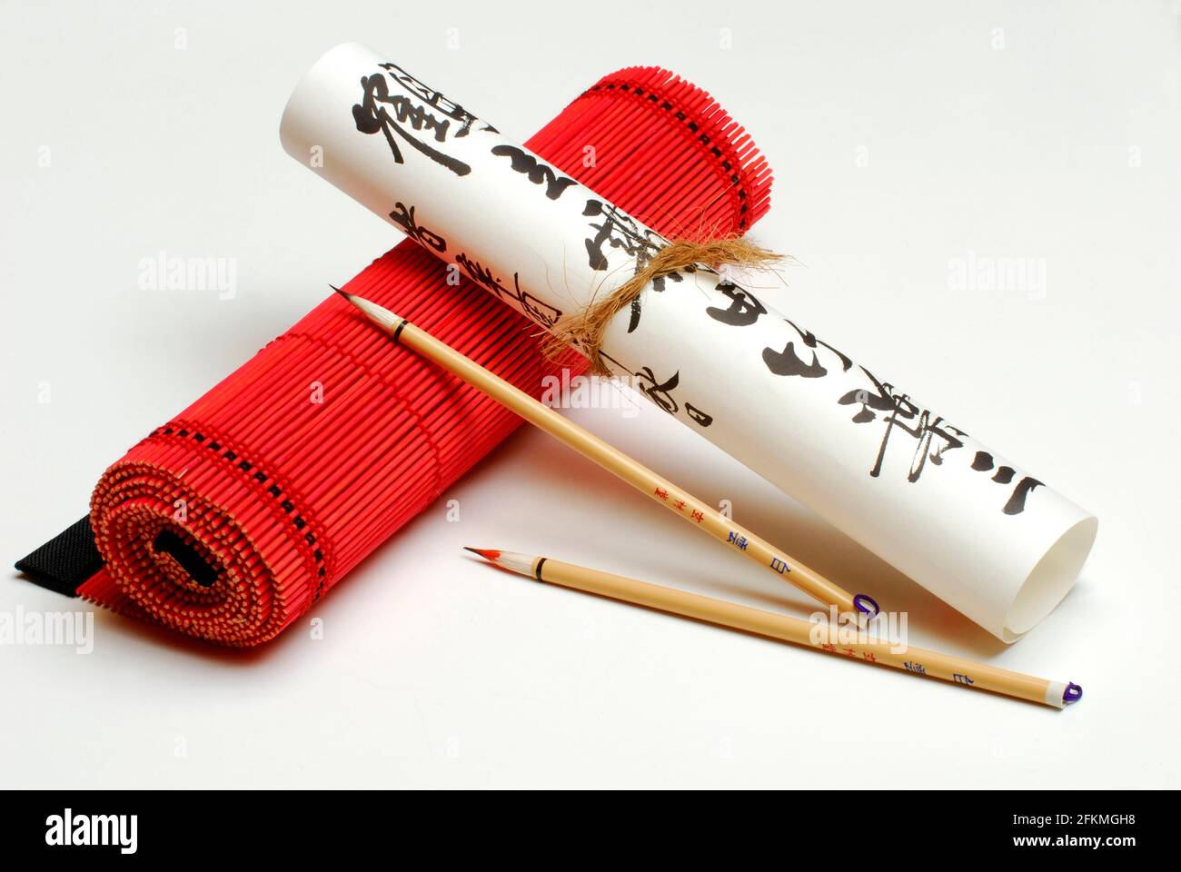 Pennello e calligrafia, pennello inchiostro, caratteri Foto Stock