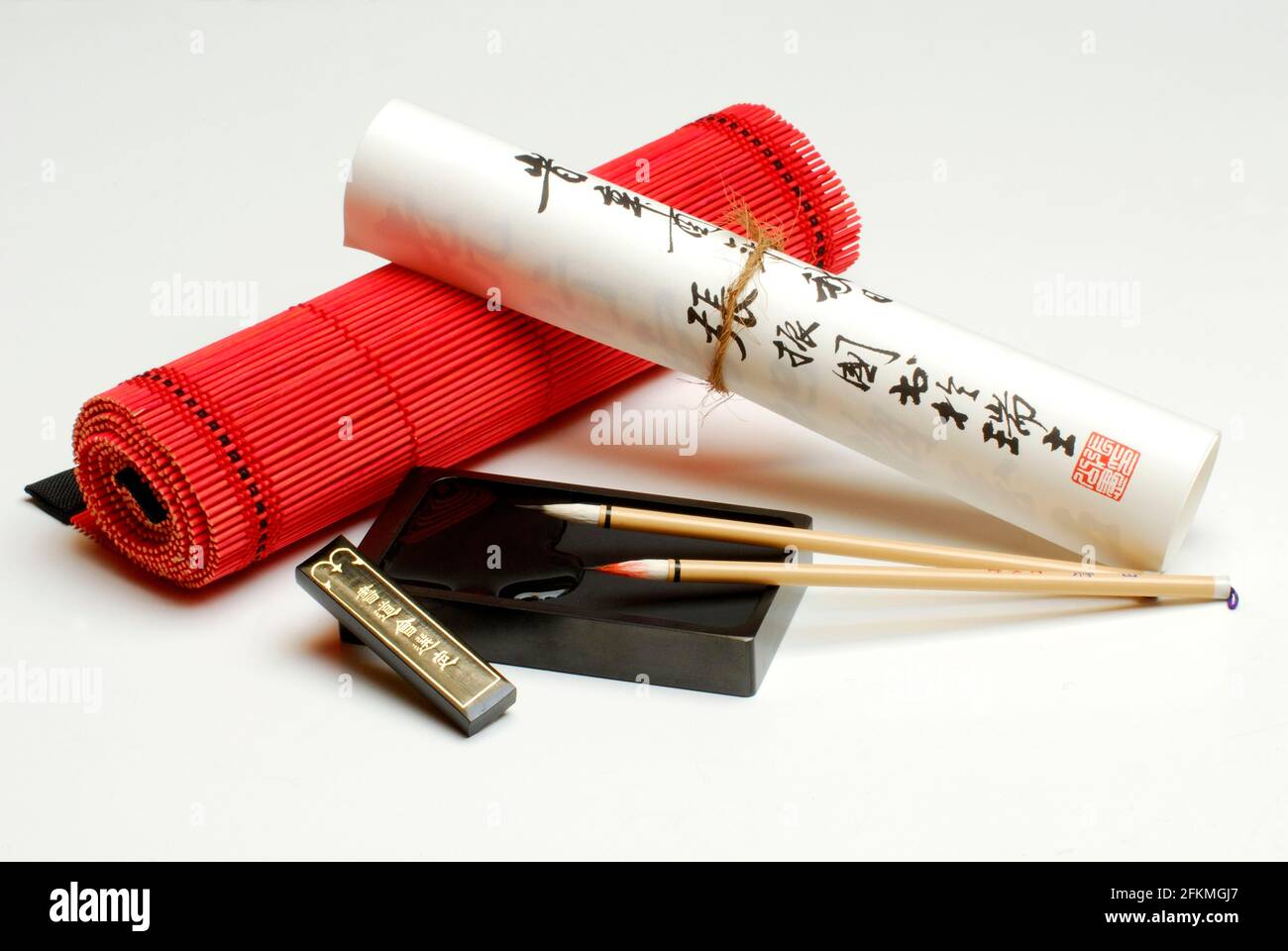 Pennello e calligrafia, pennello inchiostro, caratteri Foto Stock