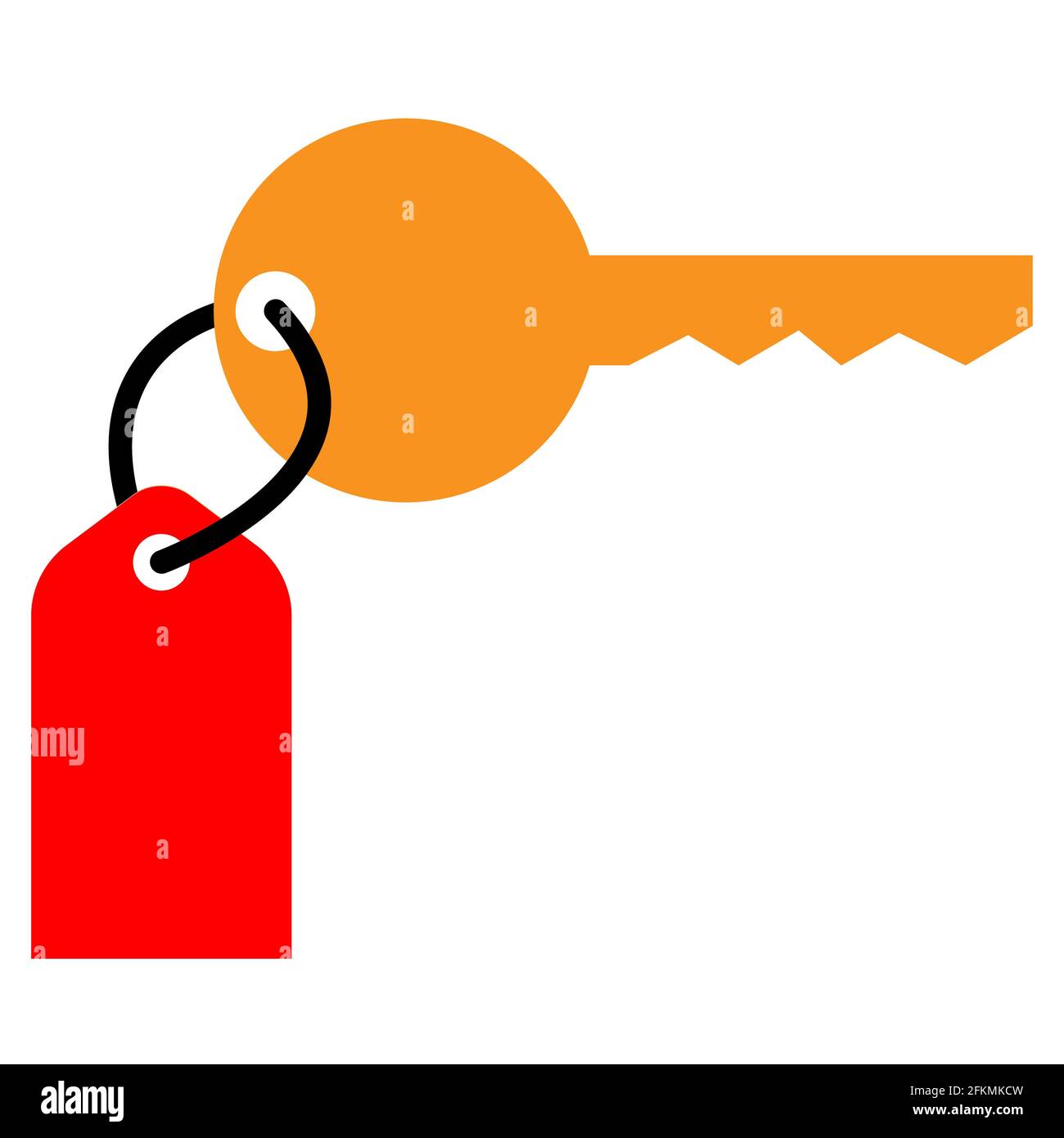 icona della chiave dell'hotel su sfondo bianco. stile piatto. segno della chiave della camera. simbolo della chiave della camera dell'hotel. Foto Stock