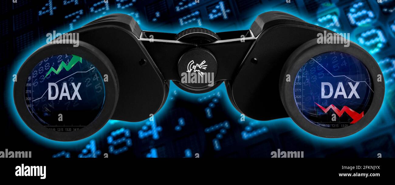 Börse DAX Fernglas Konzept symbolisch Banner Foto Stock
