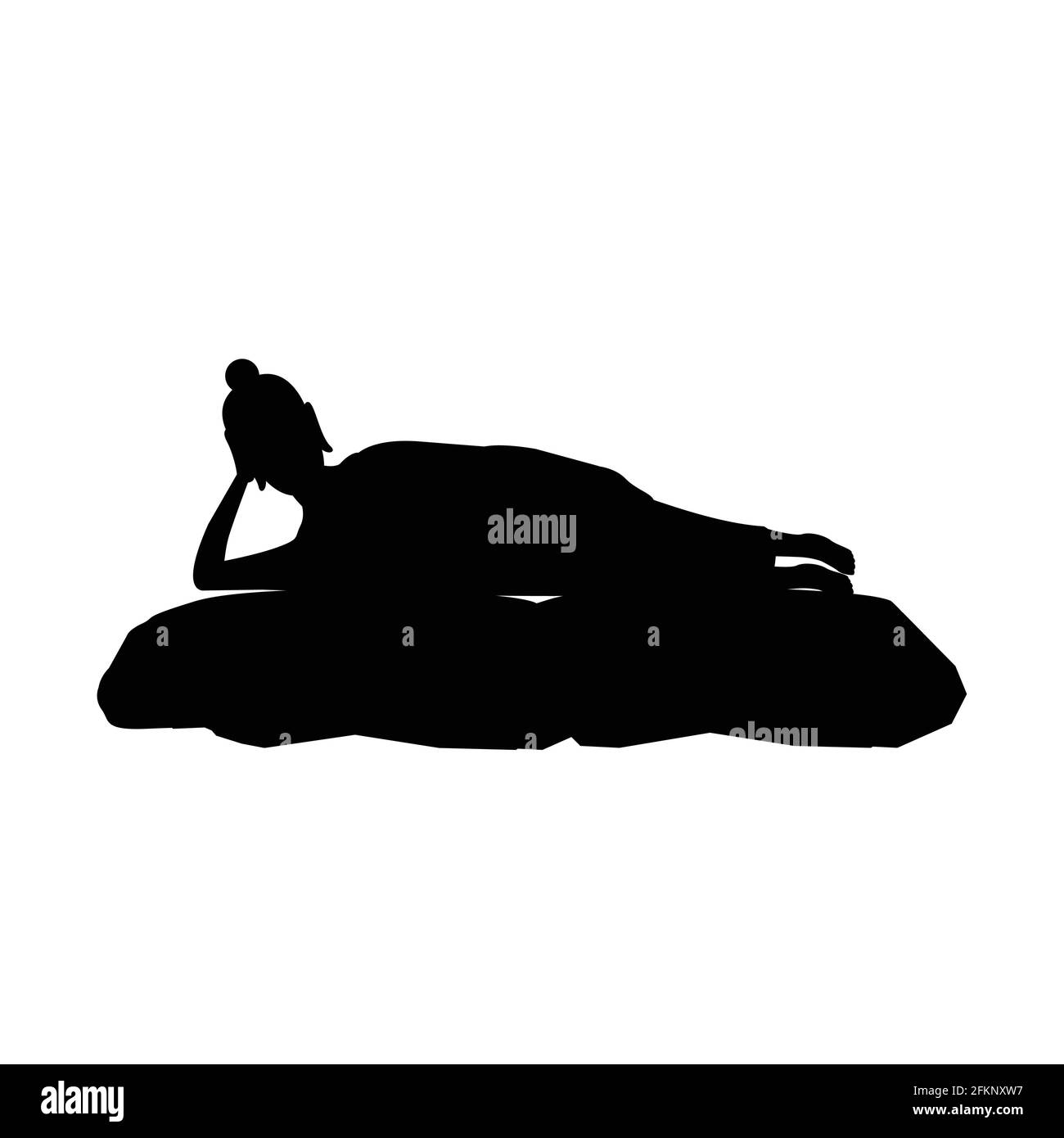 silhouette nera con isolato sfondo bianco di lord of buddha morto, illustrazione vettoriale Illustrazione Vettoriale
