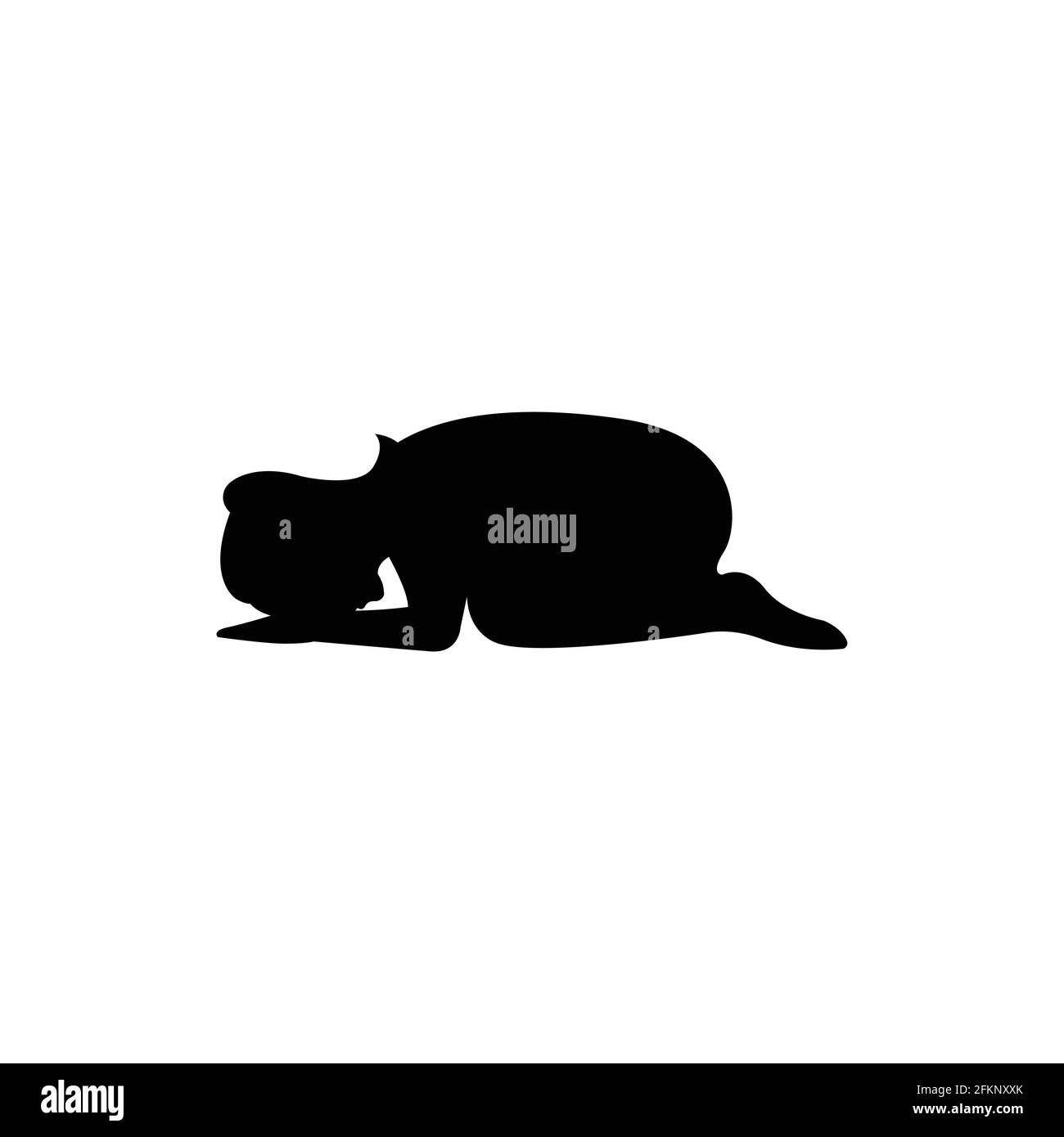 silhouette nera con isolato sfondo bianco di prostrate donna se stessi, illustrazione vettoriale Illustrazione Vettoriale