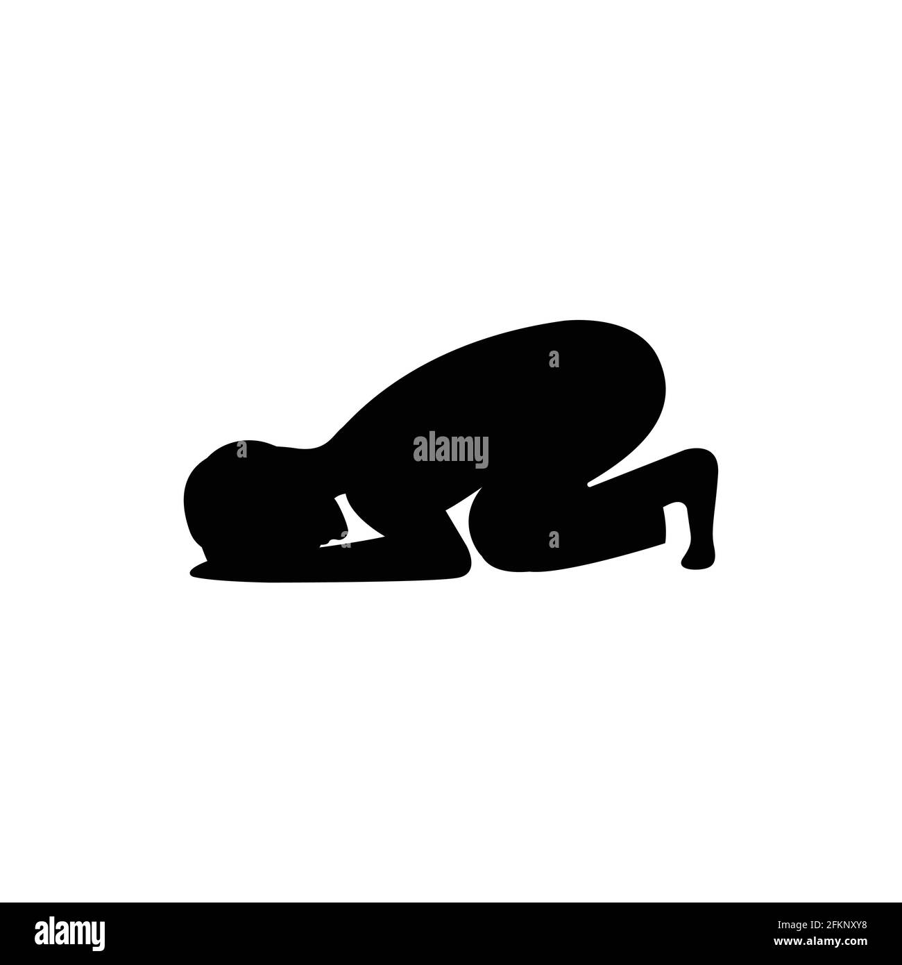silhouette nera con isolato sfondo bianco di uomo prostrate se stessi, illustrazione vettoriale Illustrazione Vettoriale