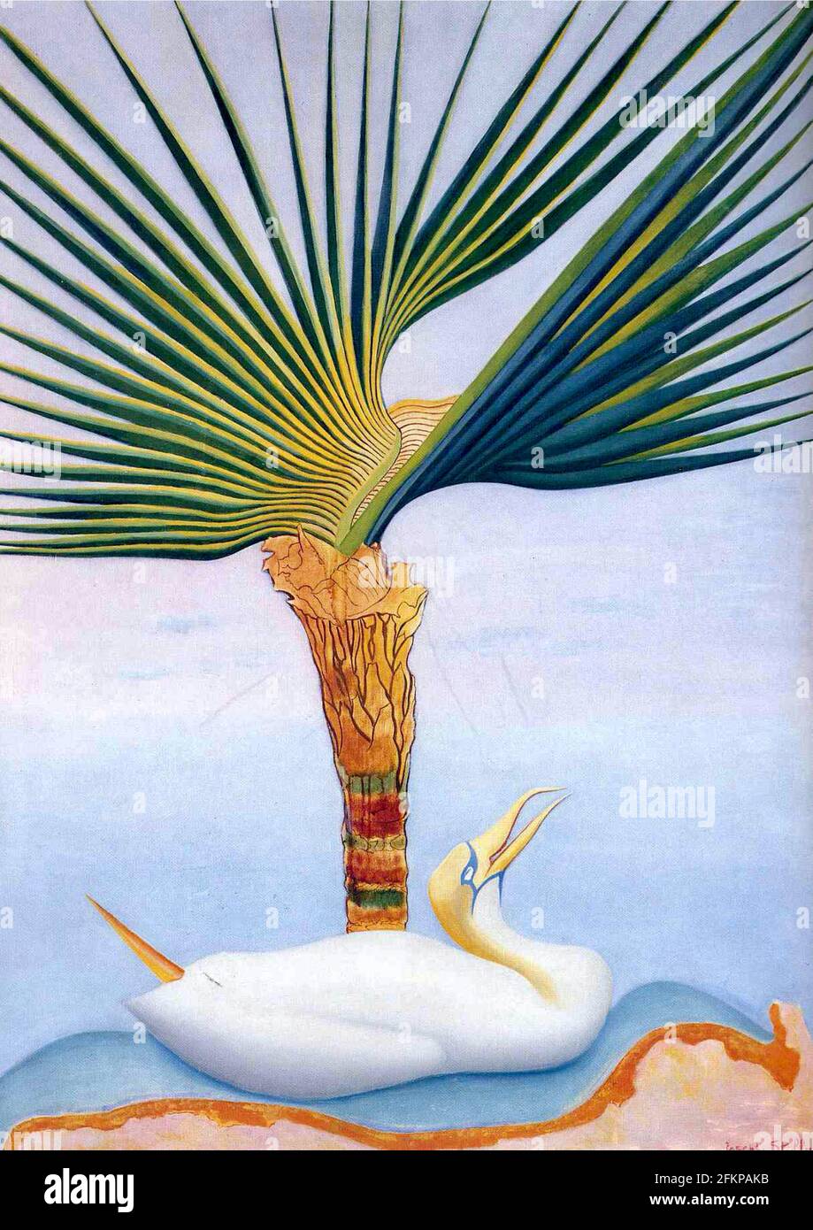 Giuseppe Stella - albero di palma e uccello. Foto Stock