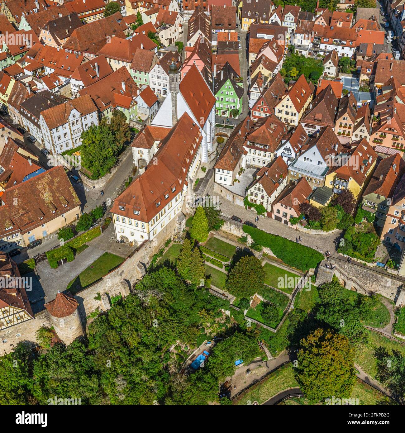 Veduta aerea di Rothenburg sul Tauber Foto Stock