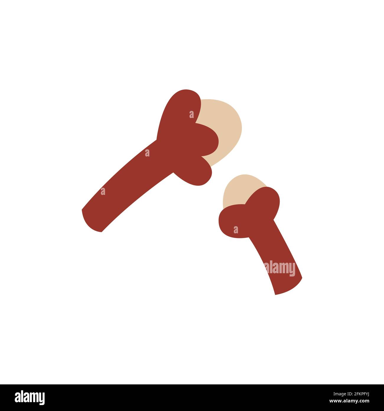 Chiodi di garofano essiccati isolati su sfondo bianco. Illustrazione vettoriale in stile piatto. Illustrazione Vettoriale