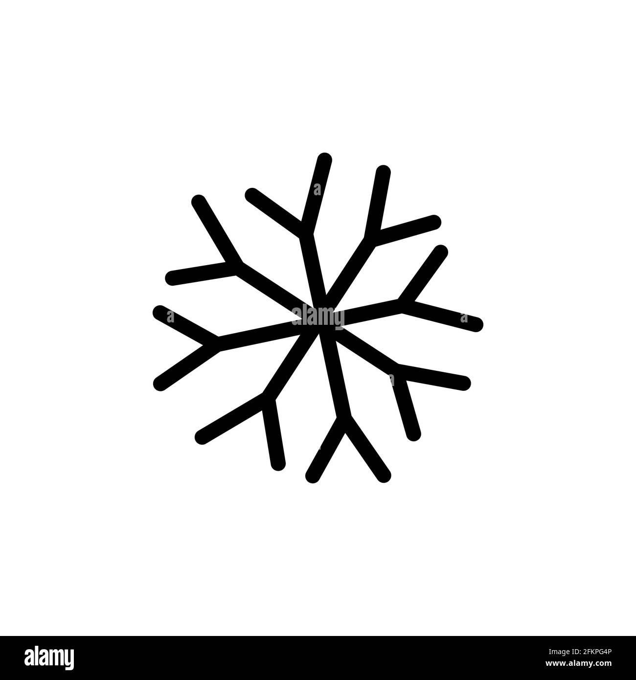 Icona fiocco di neve. Logo piatto di fiocco di neve isolato su sfondo bianco. Simbolo del nuovo anno e dell'inverno. Illustrazione vettoriale. Illustrazione Vettoriale