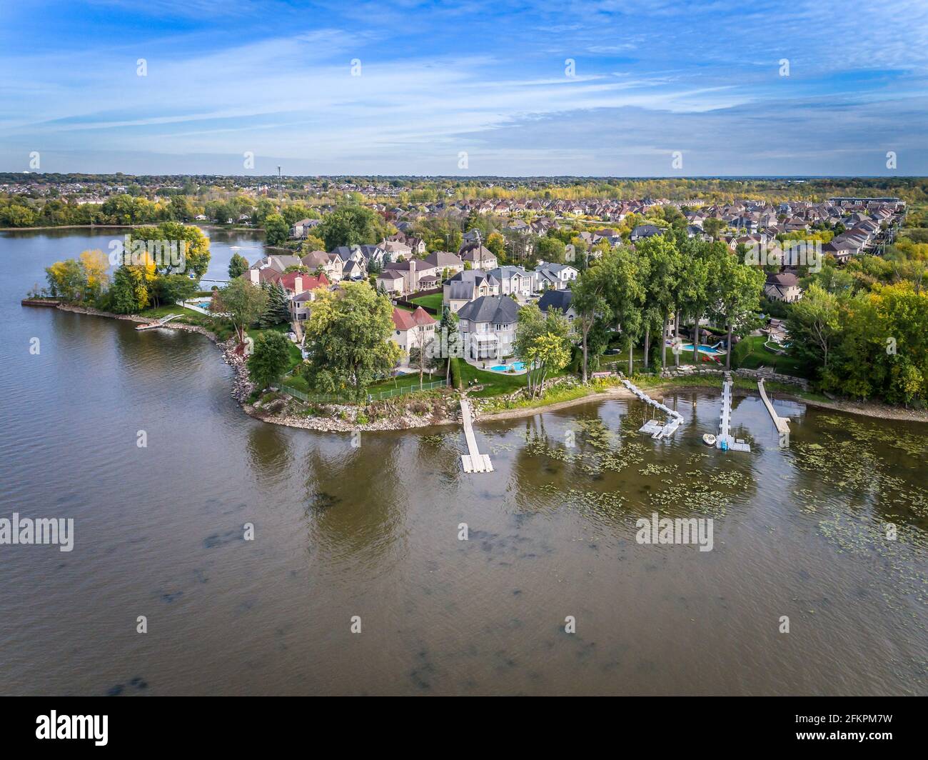 Vista aerea sul lungomare di Montreal Foto Stock