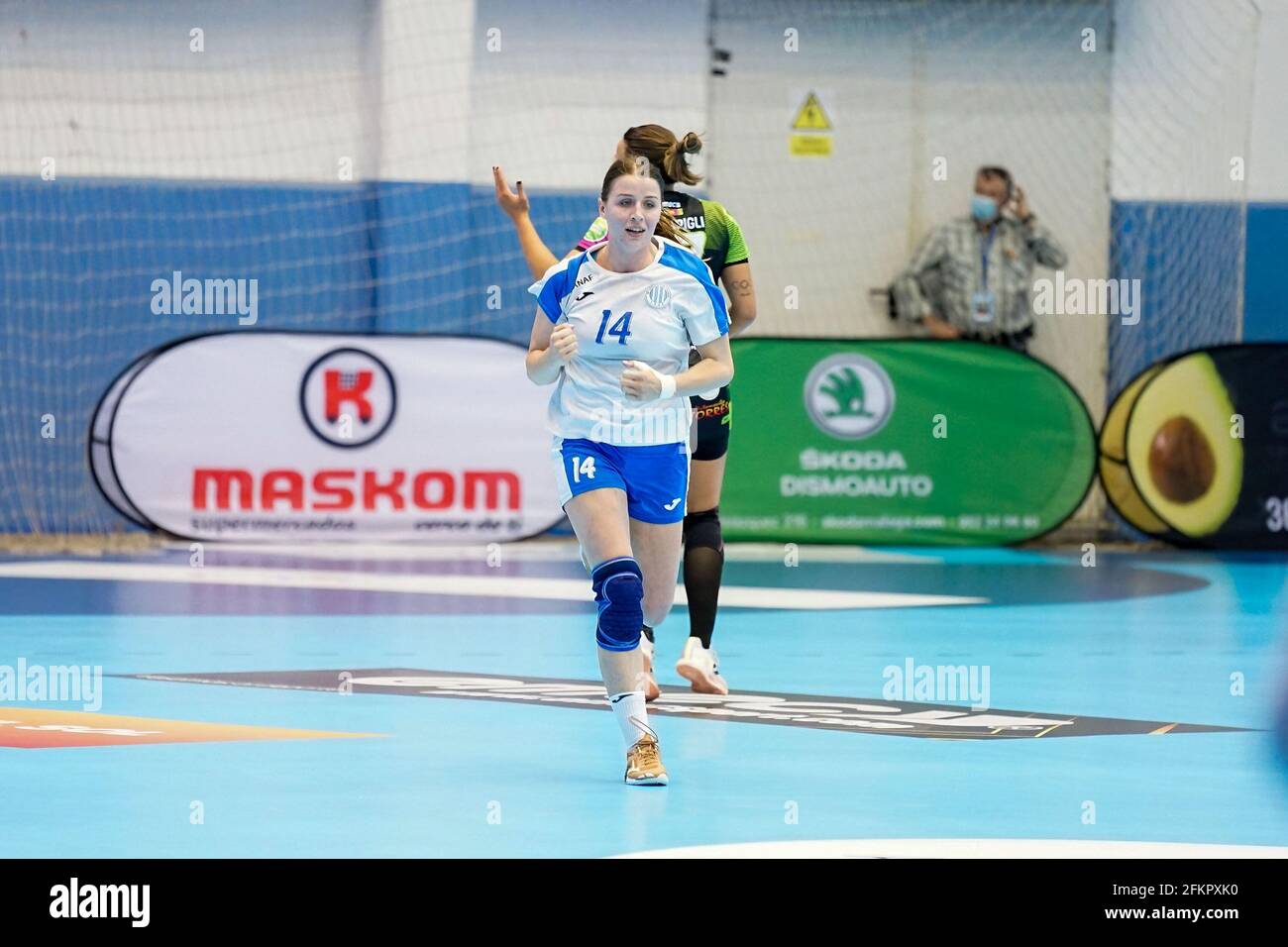 Malaga, Spagna. 01 Maggio 2021. Larissa Kalaus in azione durante la partita finale della Coppa europea EHF tra Rincon Fertilidad Malaga e RK Lokomotiva Zagabria a Pabellon Ciudad Jardin. (Punteggio finale; Rincon Fertilidad Malaga 32:28 RK Lokomotiva Zagreb) (Foto di Francis Gonzalez/SOPA Images/Sipa USA) Credit: Sipa USA/Alamy Live News Foto Stock