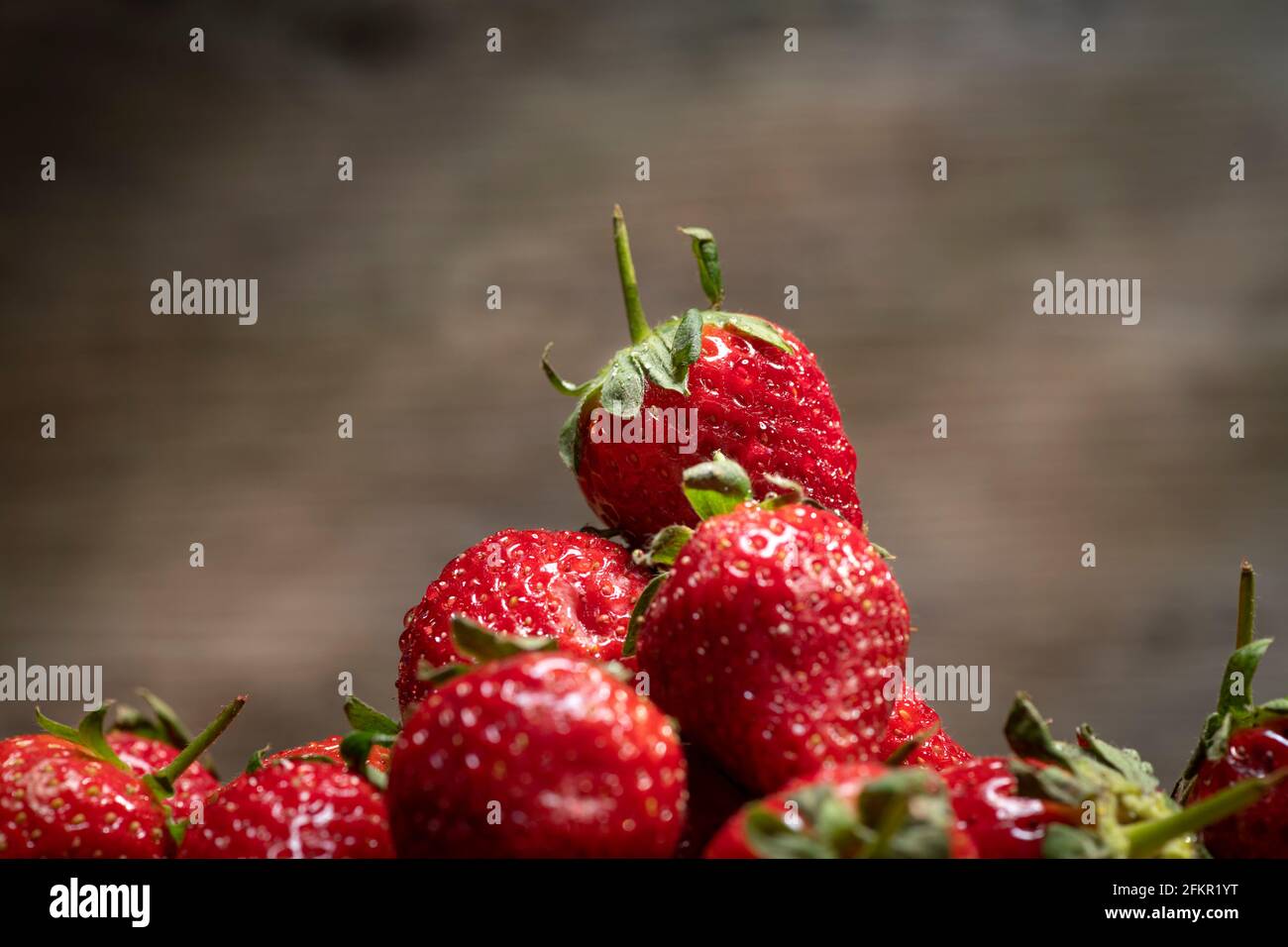 Primo piano di fragole, fuoco selettivo. Foto Stock
